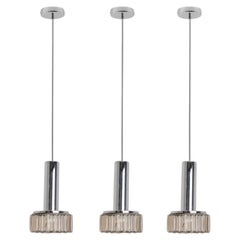 Bubble Glass Clear Silver Chrome Pendant Lights by Staff Leuchten, 1970s