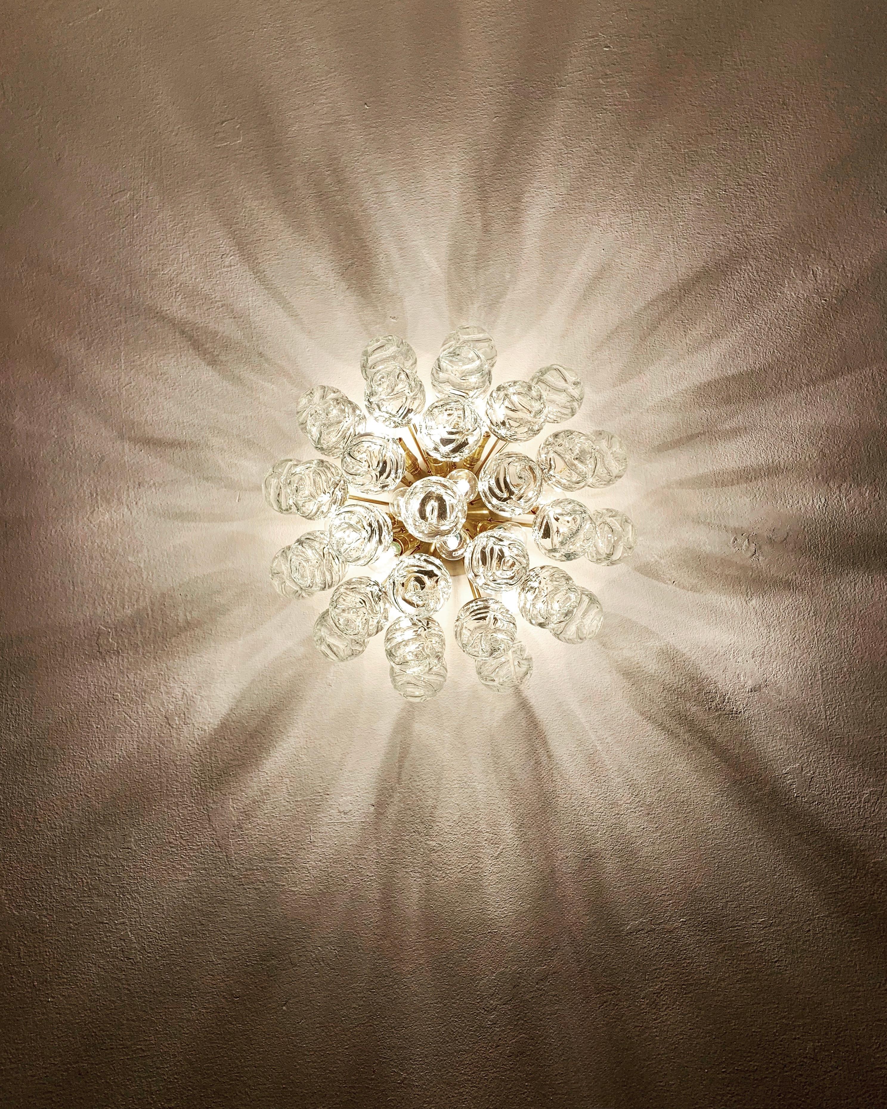 Bubble Glass Flush Chandelier by Doria For Sale 3