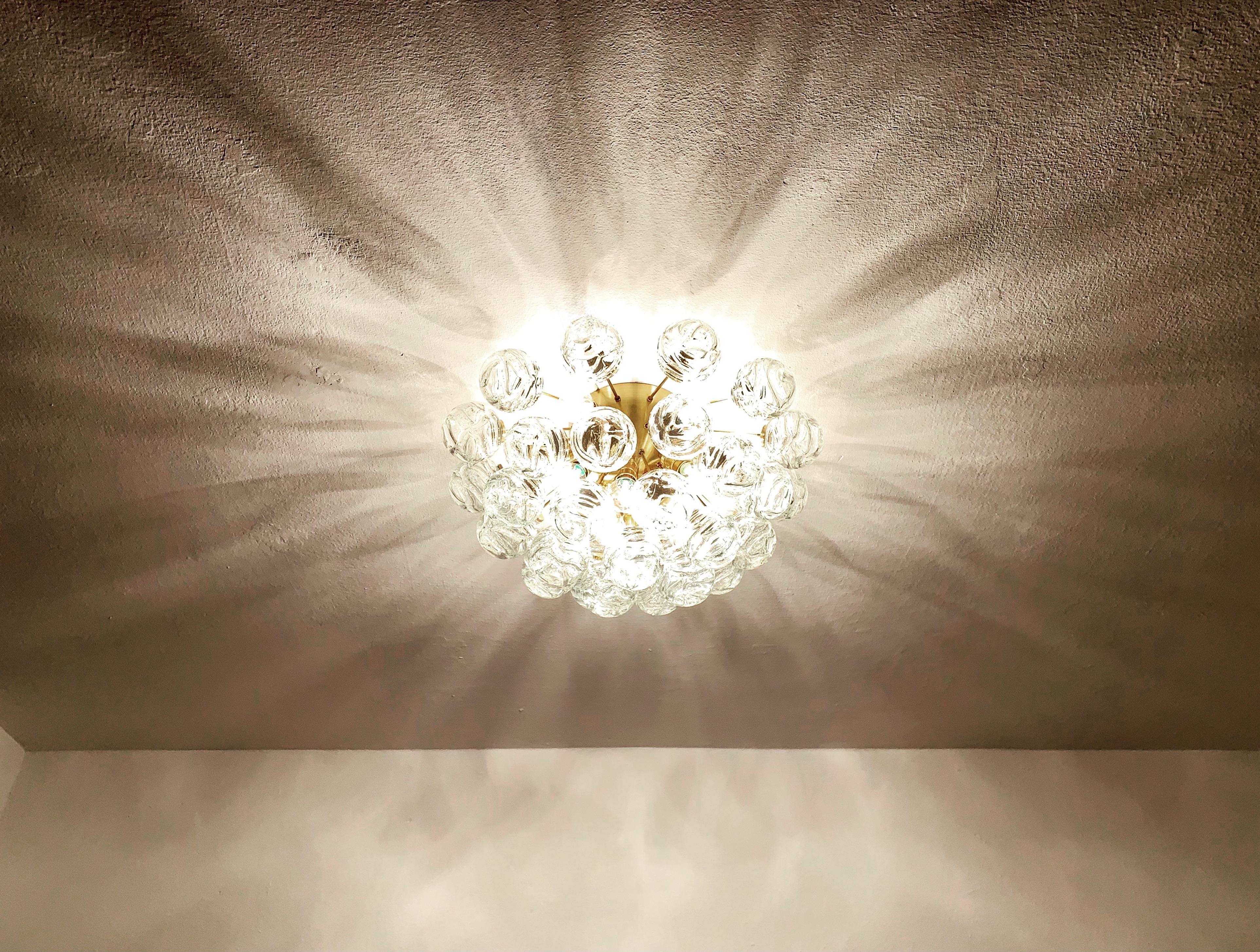 Bubble Glass Flush Chandelier by Doria For Sale 4