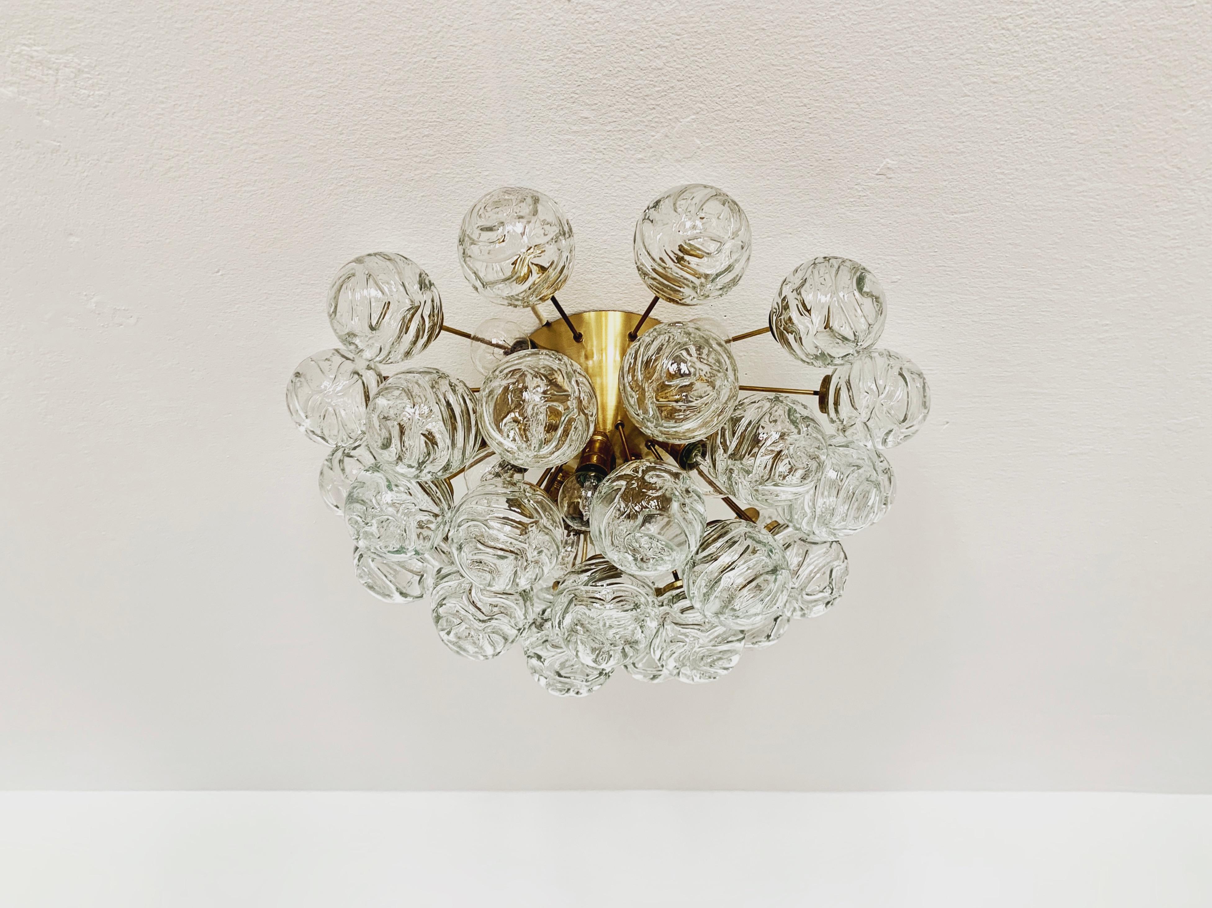 Bubble Glass Flush Chandelier by Doria In Good Condition For Sale In München, DE
