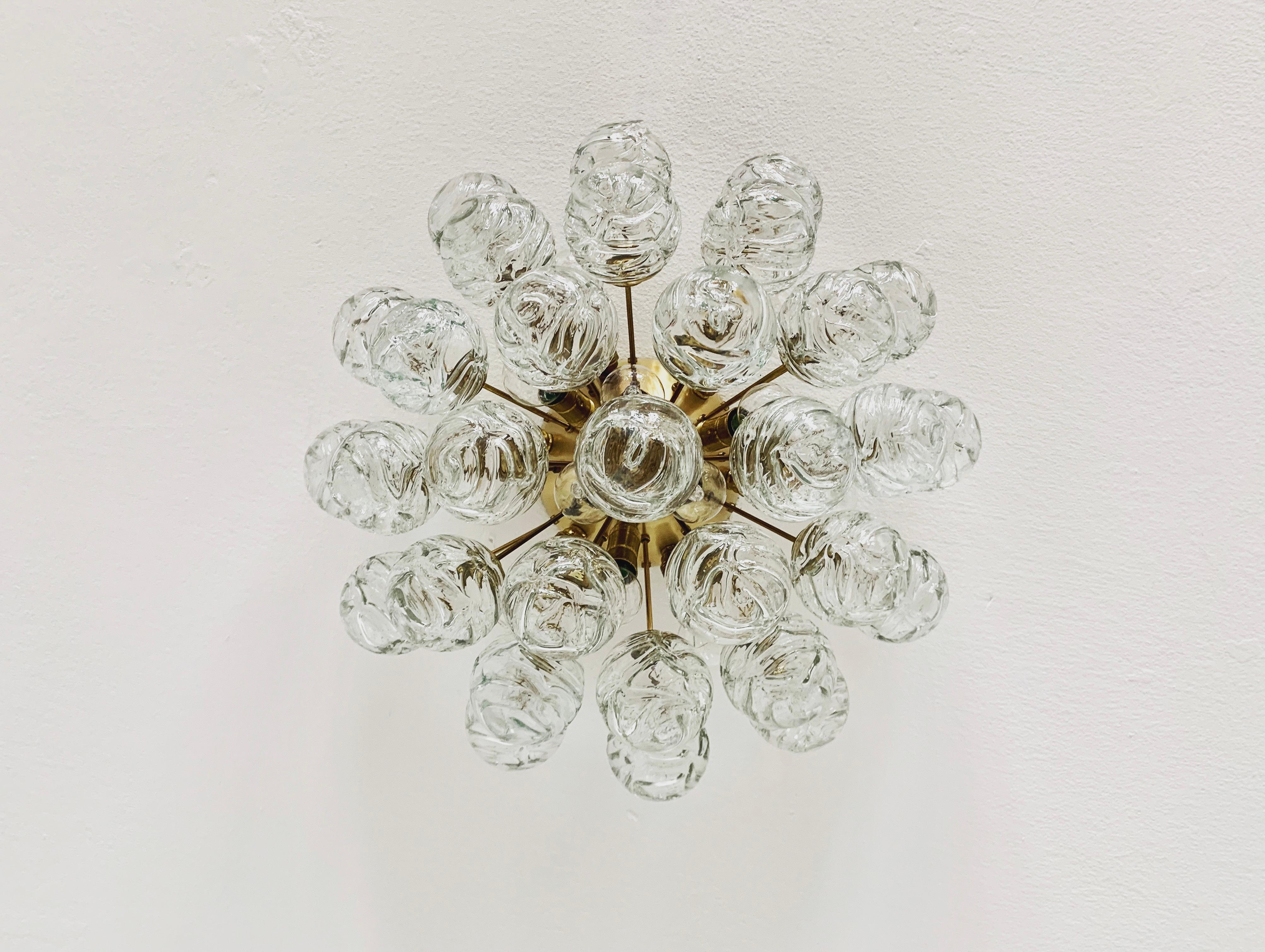 Mid-20th Century Bubble Glass Flush Chandelier by Doria For Sale