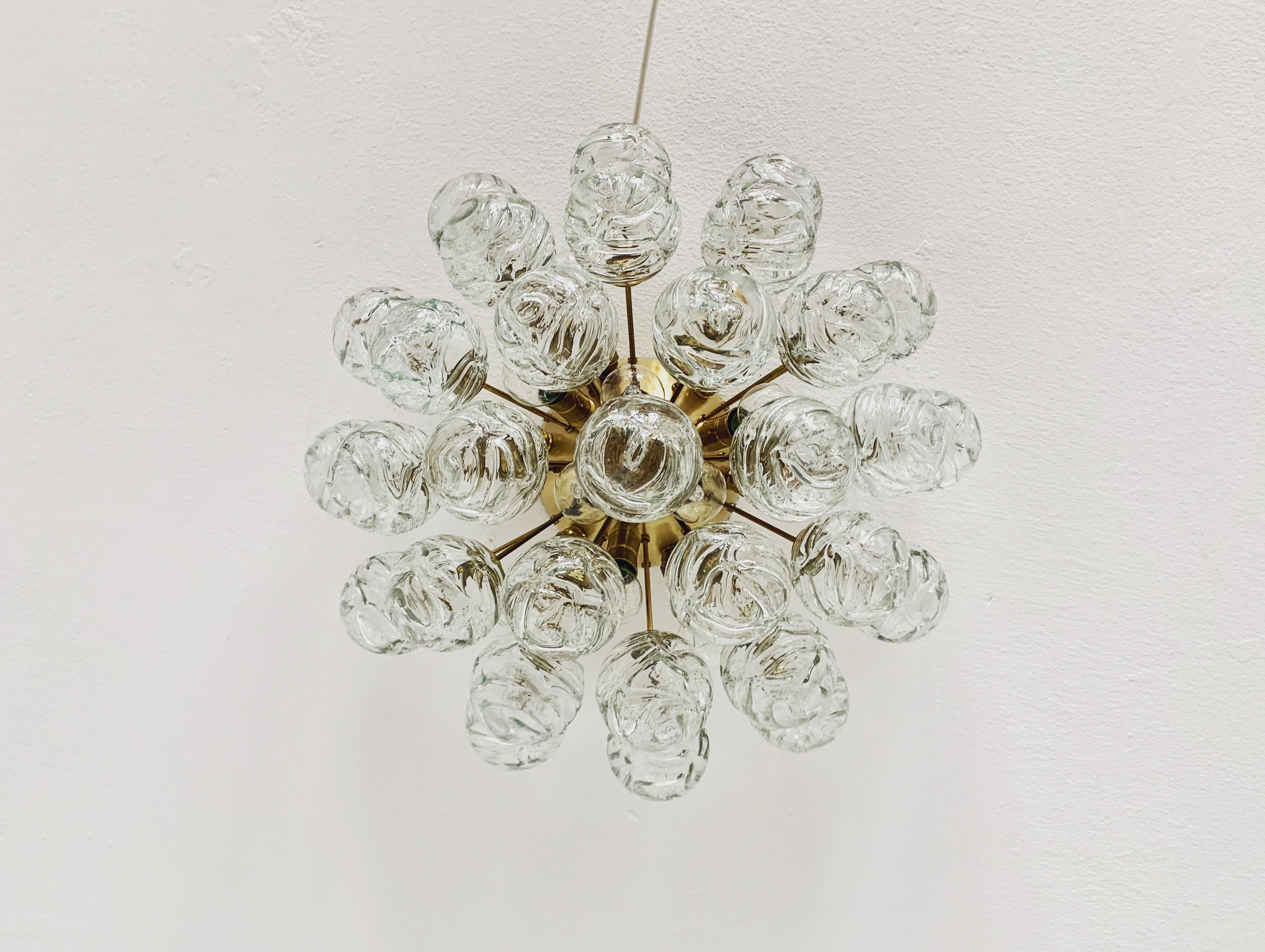 Metal Bubble Glass Flush Chandelier by Doria  For Sale