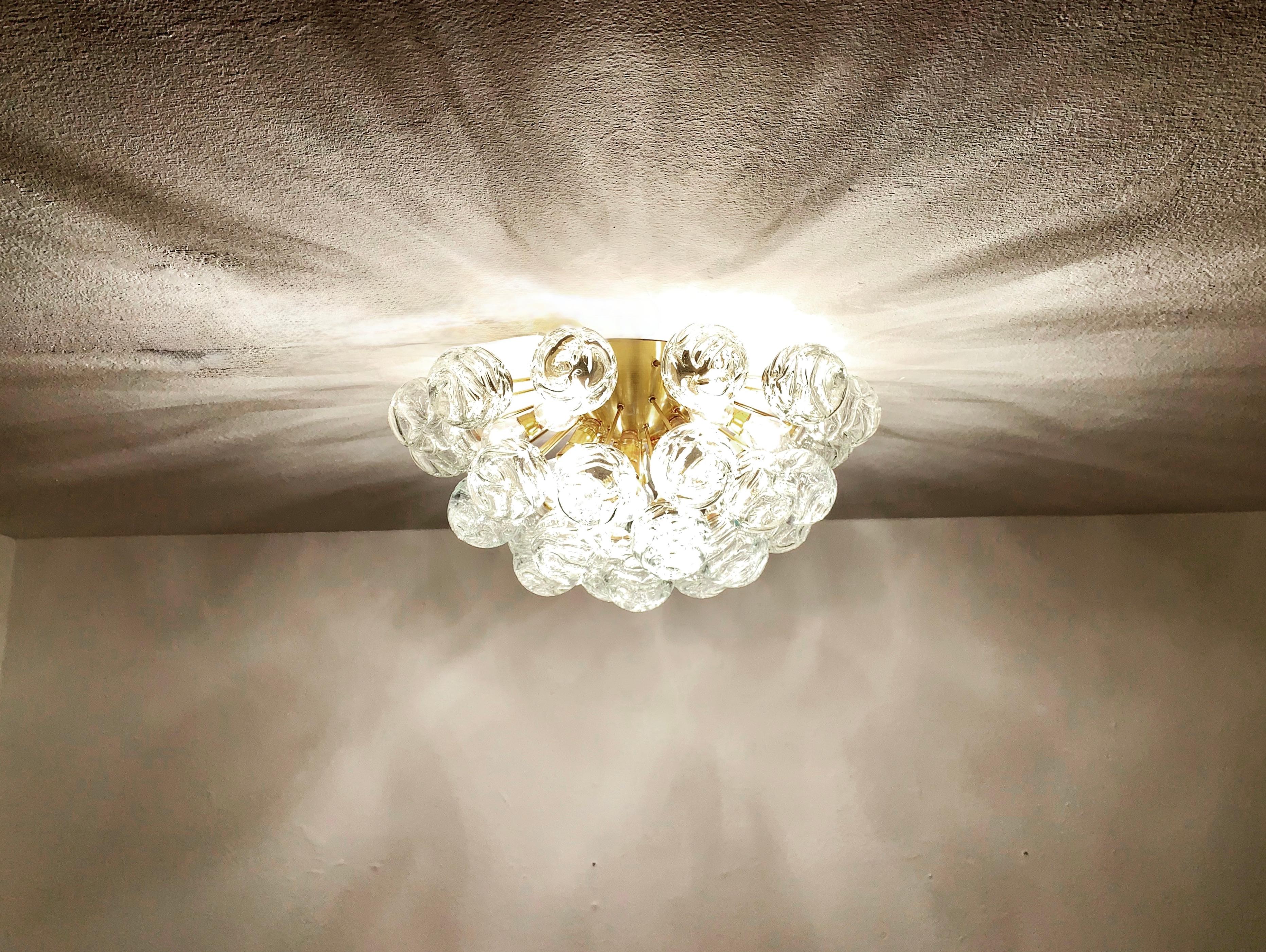 Bubble Glass Flush Chandelier by Doria For Sale 1