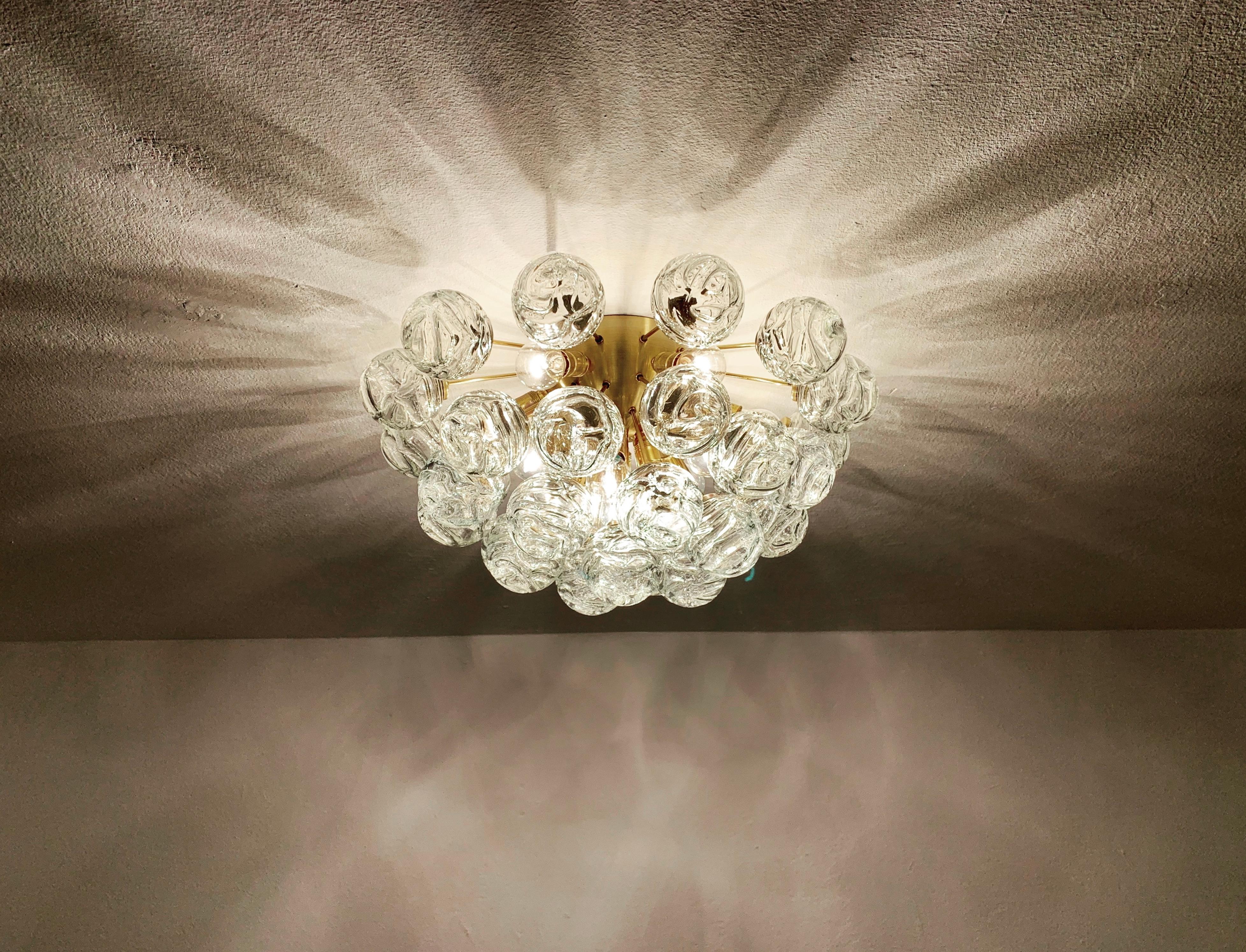 Bubble Glass Flush Chandelier by Doria For Sale 2
