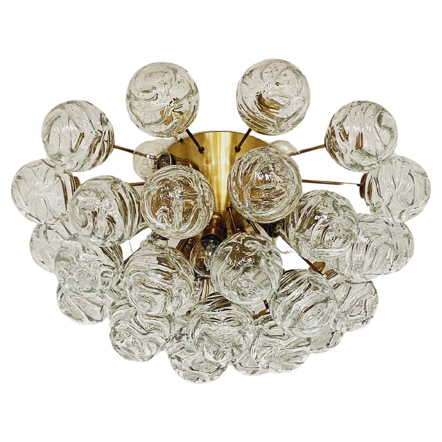 Bubble Glass Flush Chandelier by Doria For Sale