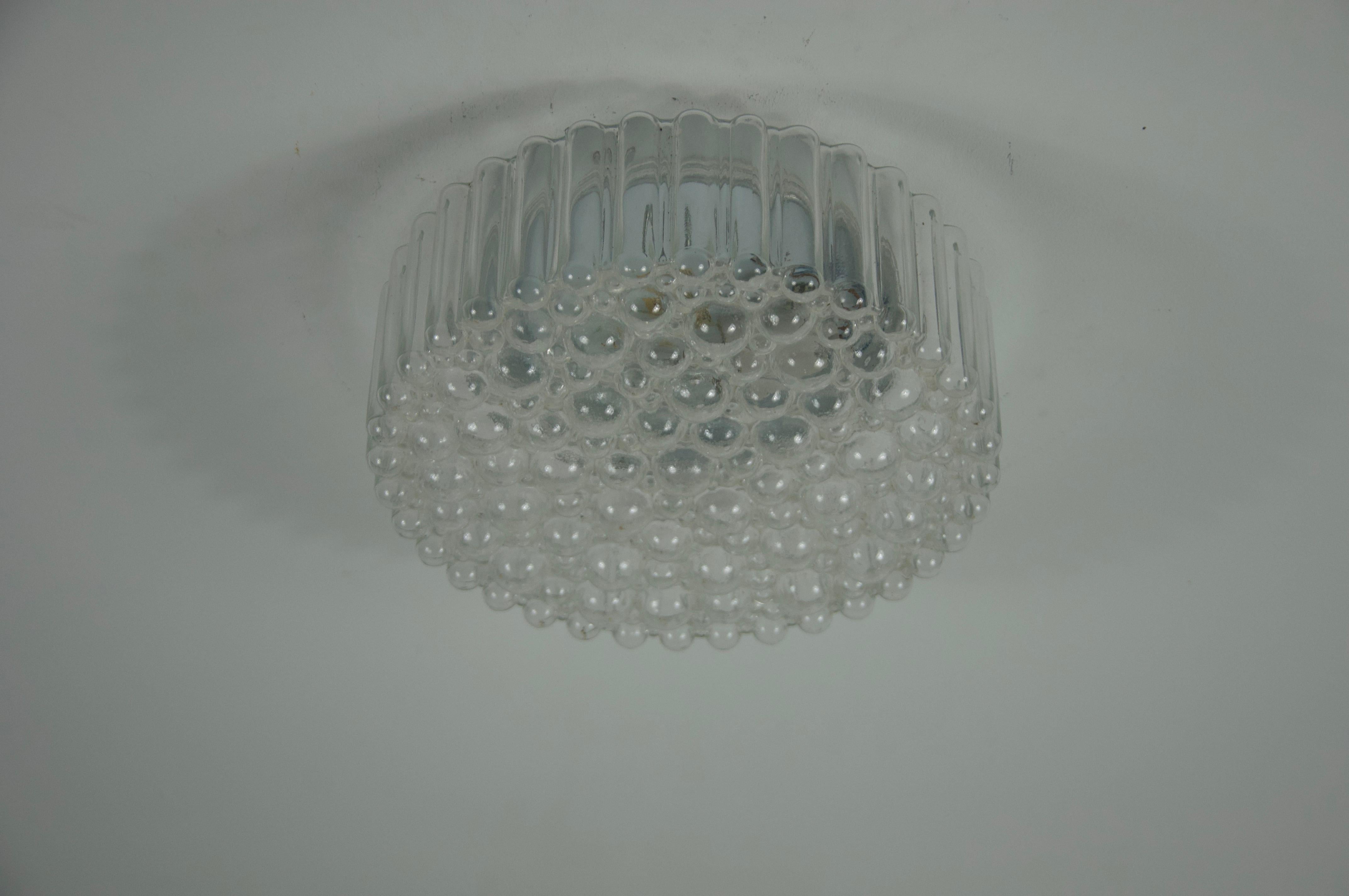 Tedesco Lampada da incasso in vetro a bolle di Glashütte Limburg, Germania, anni '60 in vendita