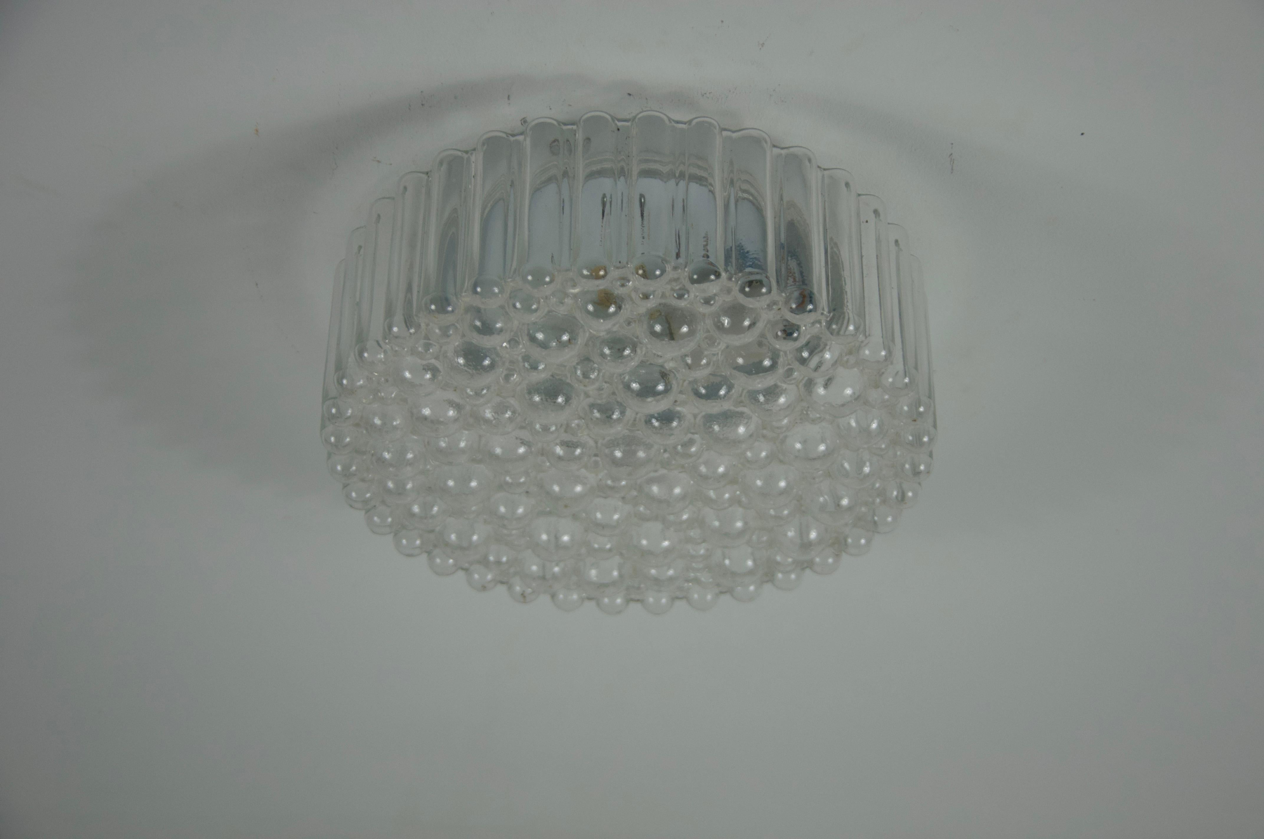 Lampada da incasso in vetro a bolle di Glashütte Limburg, Germania, anni '60 In condizioni buone in vendita a Hagenbach, DE