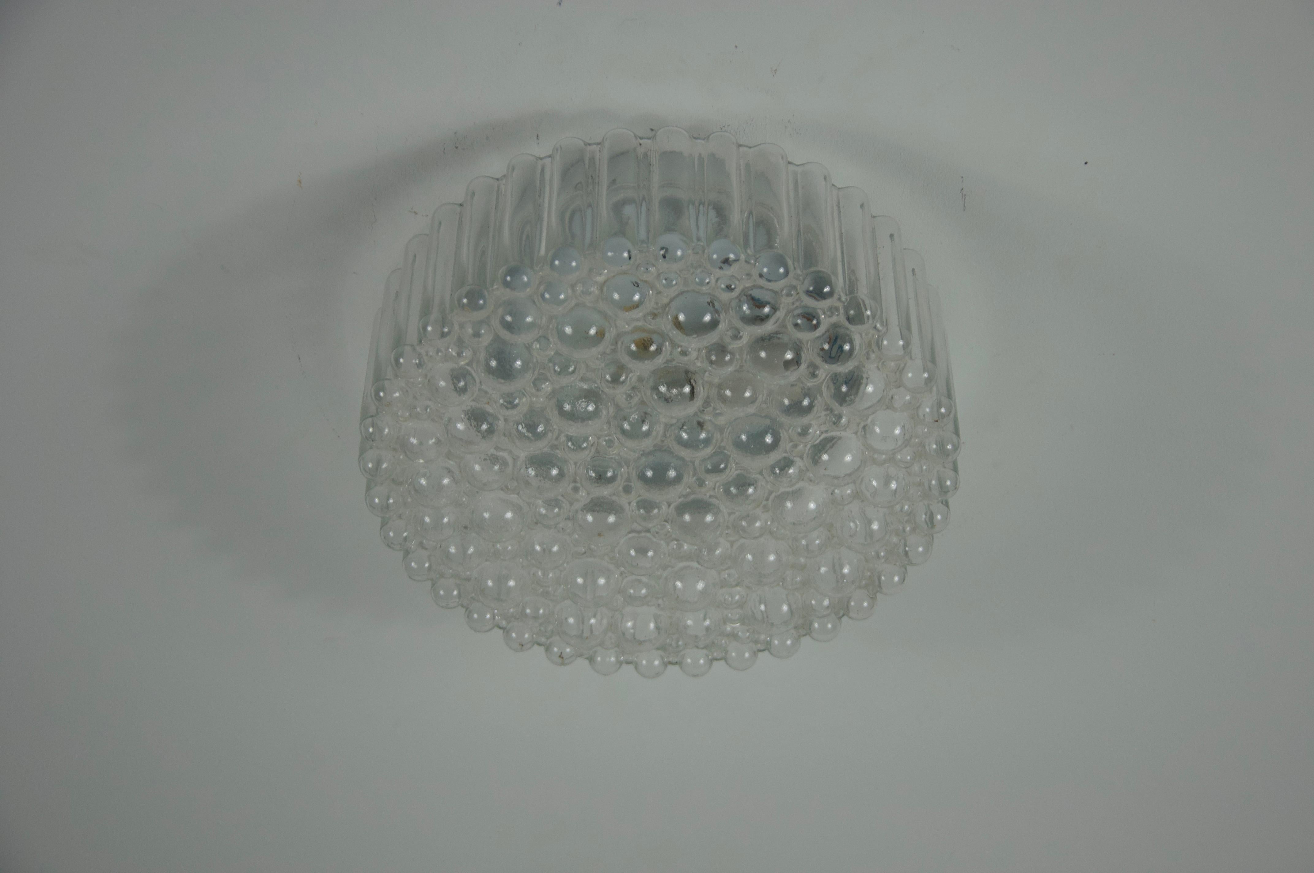 Metà XX secolo Lampada da incasso in vetro a bolle di Glashütte Limburg, Germania, anni '60 in vendita