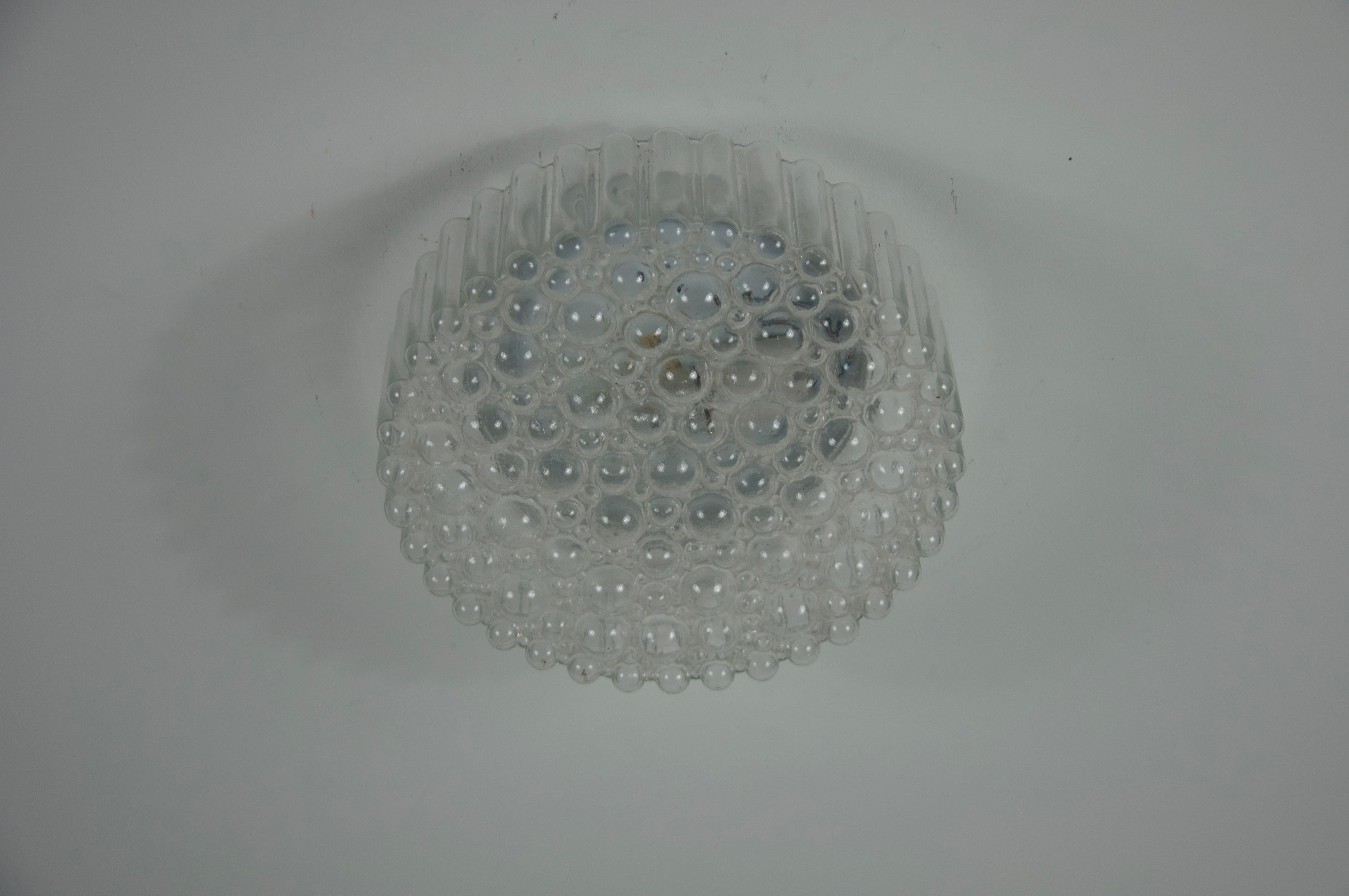 Metallo Lampada da incasso in vetro a bolle di Glashütte Limburg, Germania, anni '60 in vendita