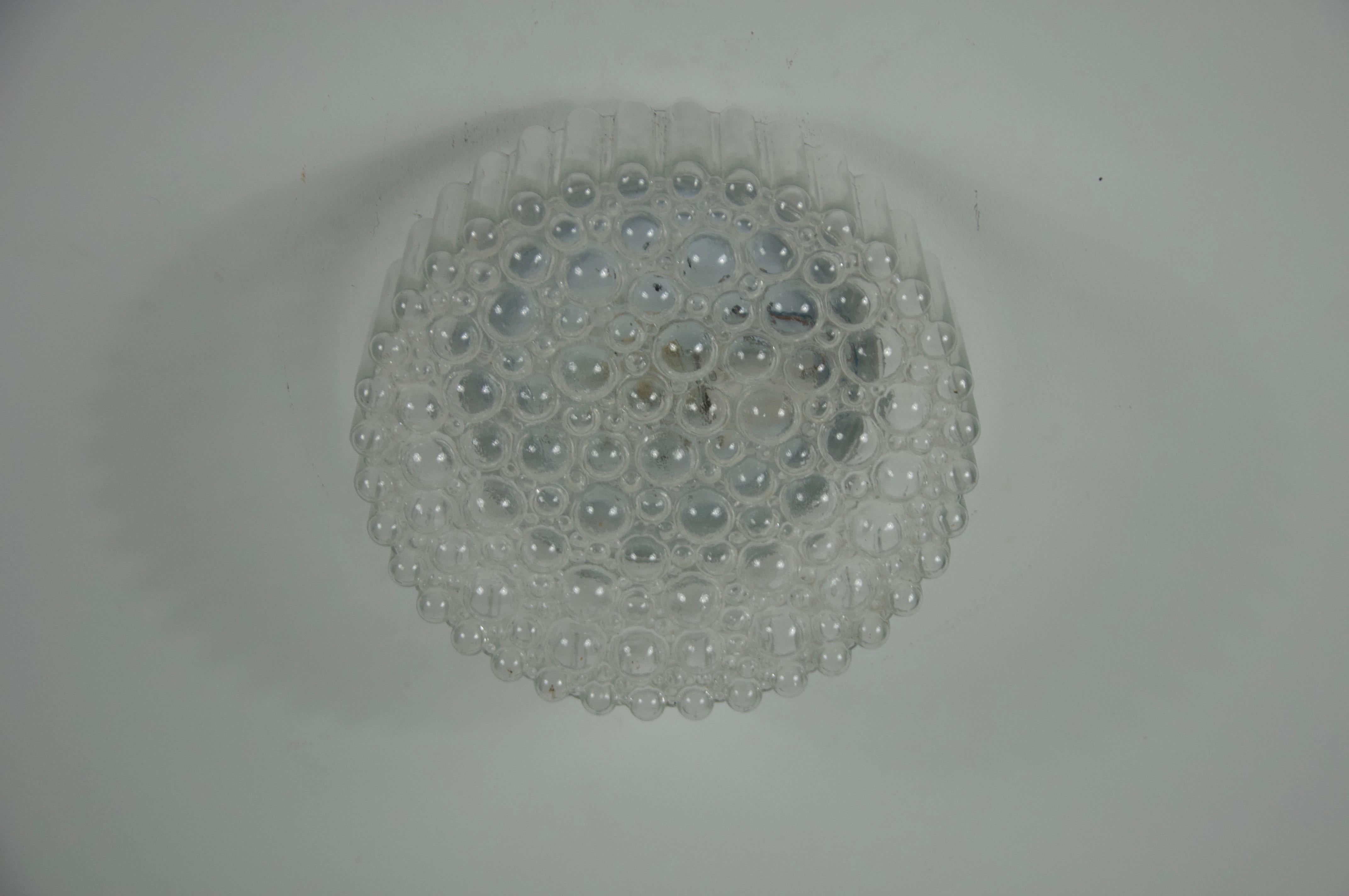 Lampada da incasso in vetro a bolle di Glashütte Limburg, Germania, anni '60 in vendita 1