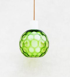 Green Bubble Glass Pendant Light by Peill & Putzer c1960 FREE SHIPPING