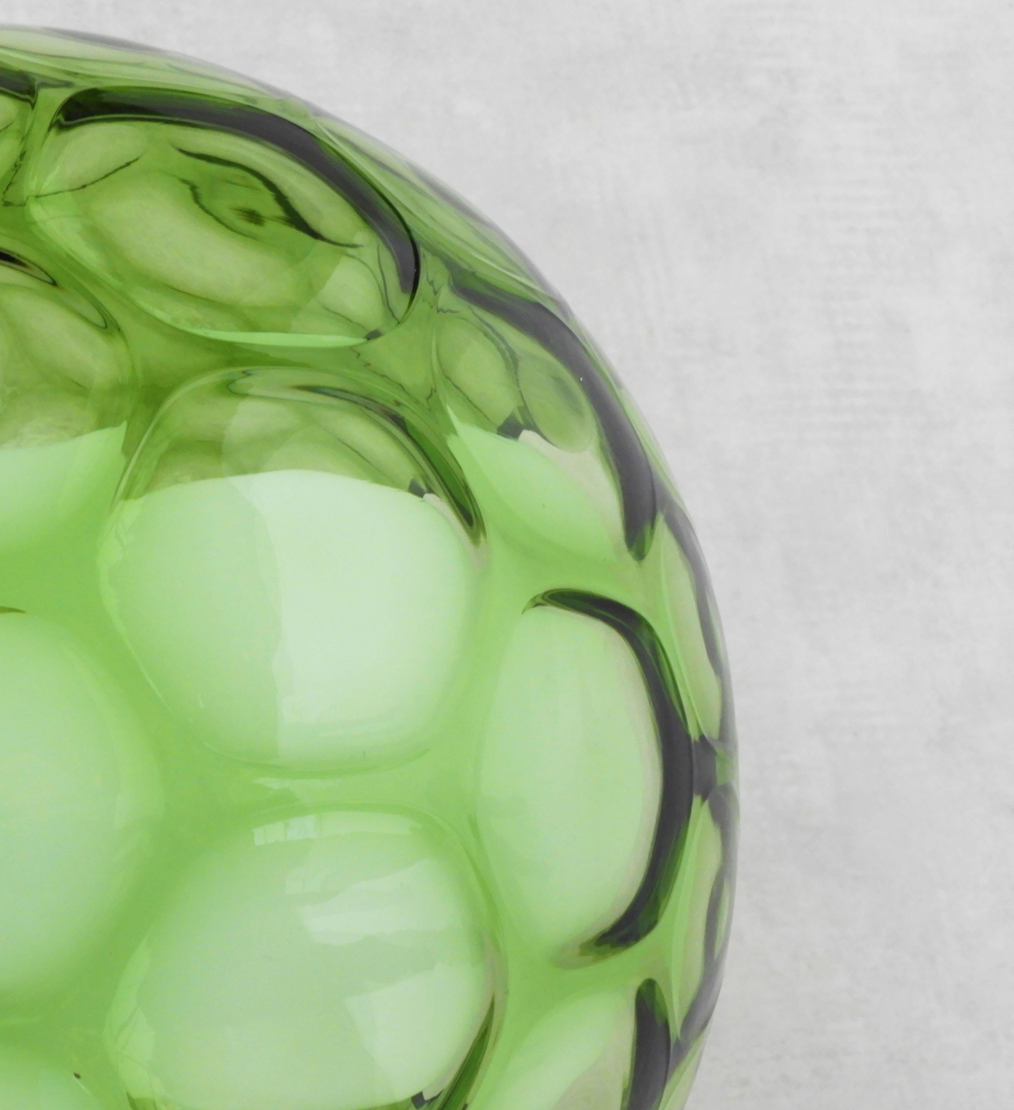 Blown Glass Green Bubble Glass Pendant Light by Peill & Putzer c1960 FREE SHIPPING