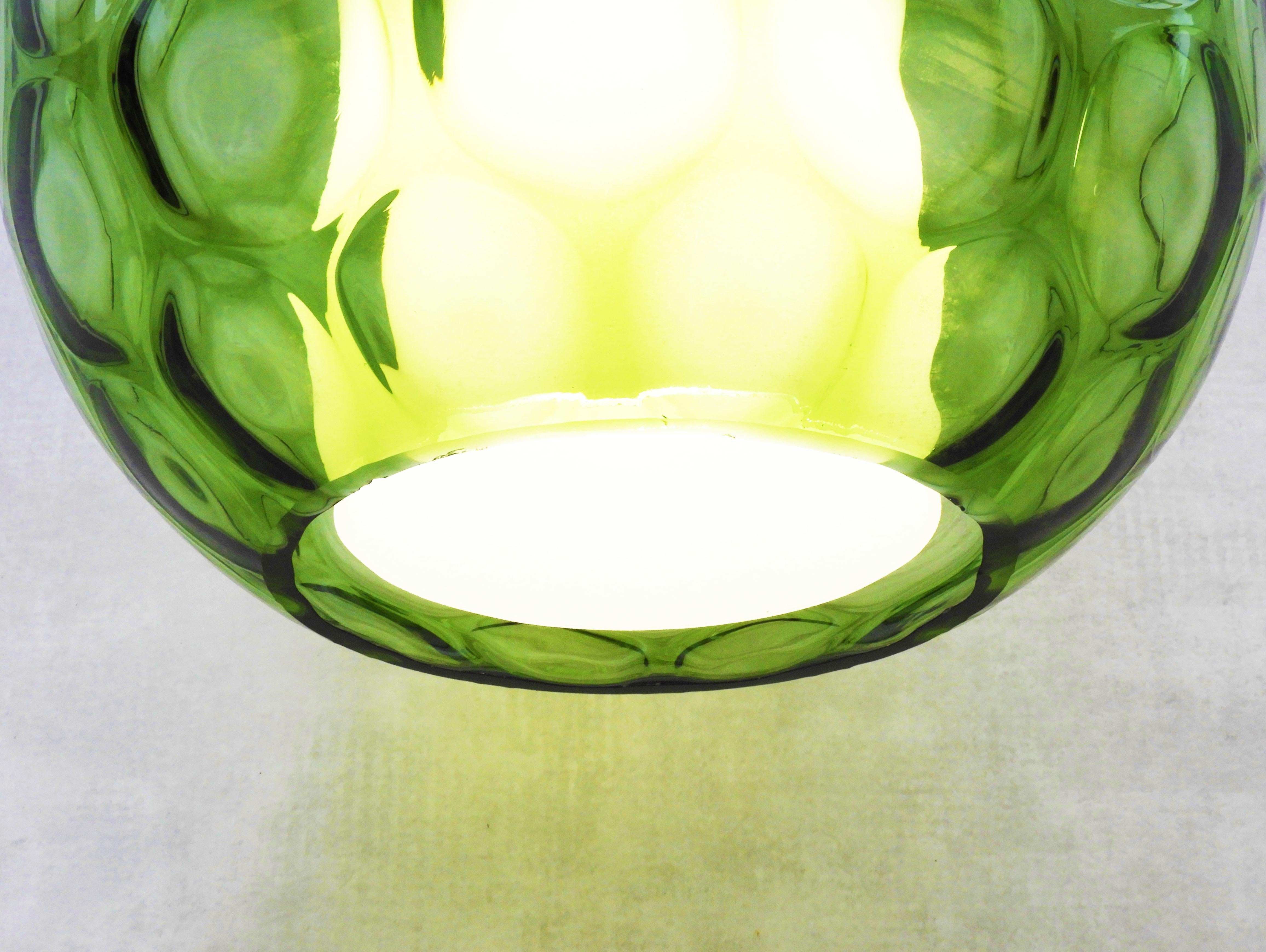 Green Bubble Glass Pendant Light by Peill & Putzer c1960 FREE SHIPPING 1