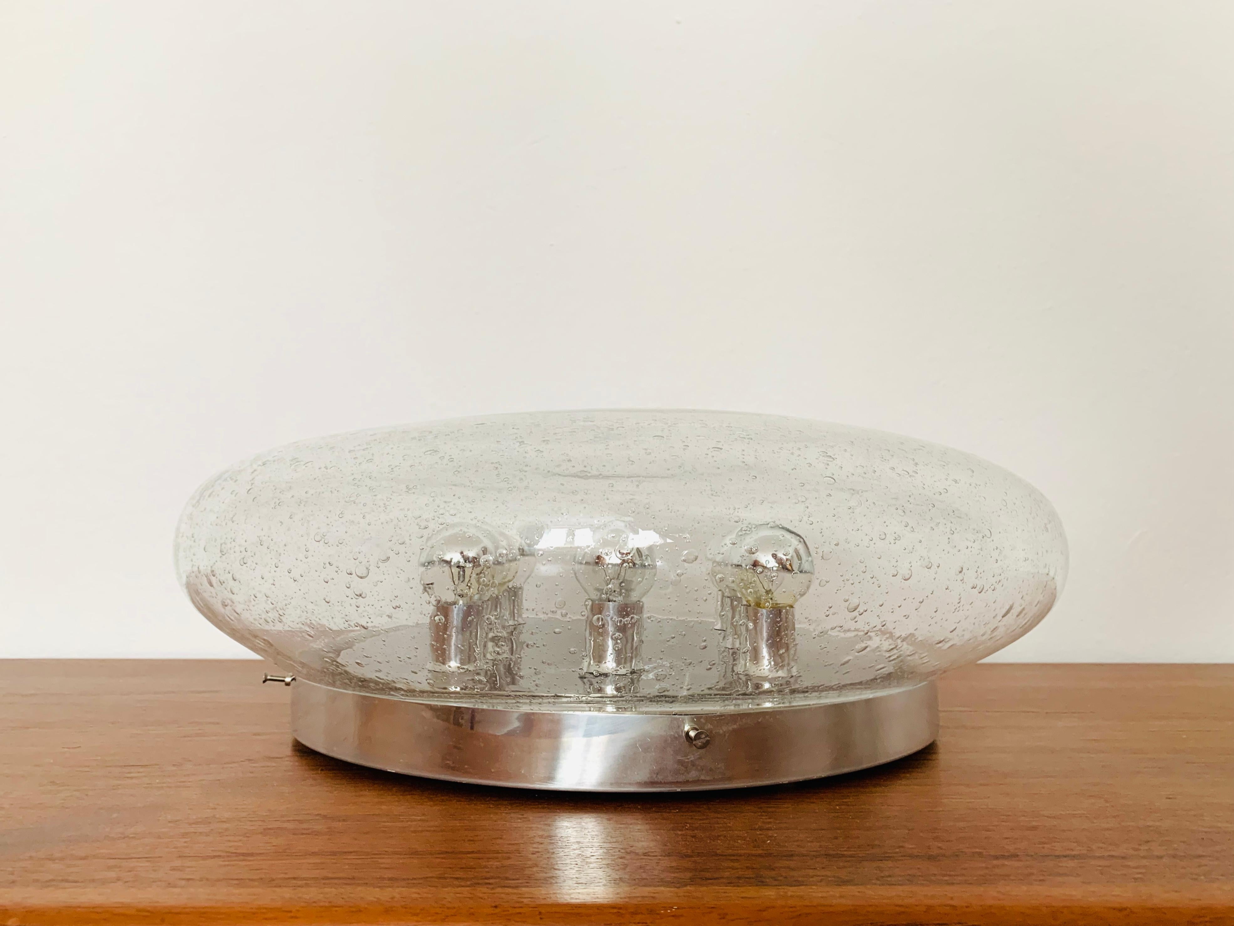 Late 20th Century Bubble Glass Mushroom Ceiling Lamp For Sale