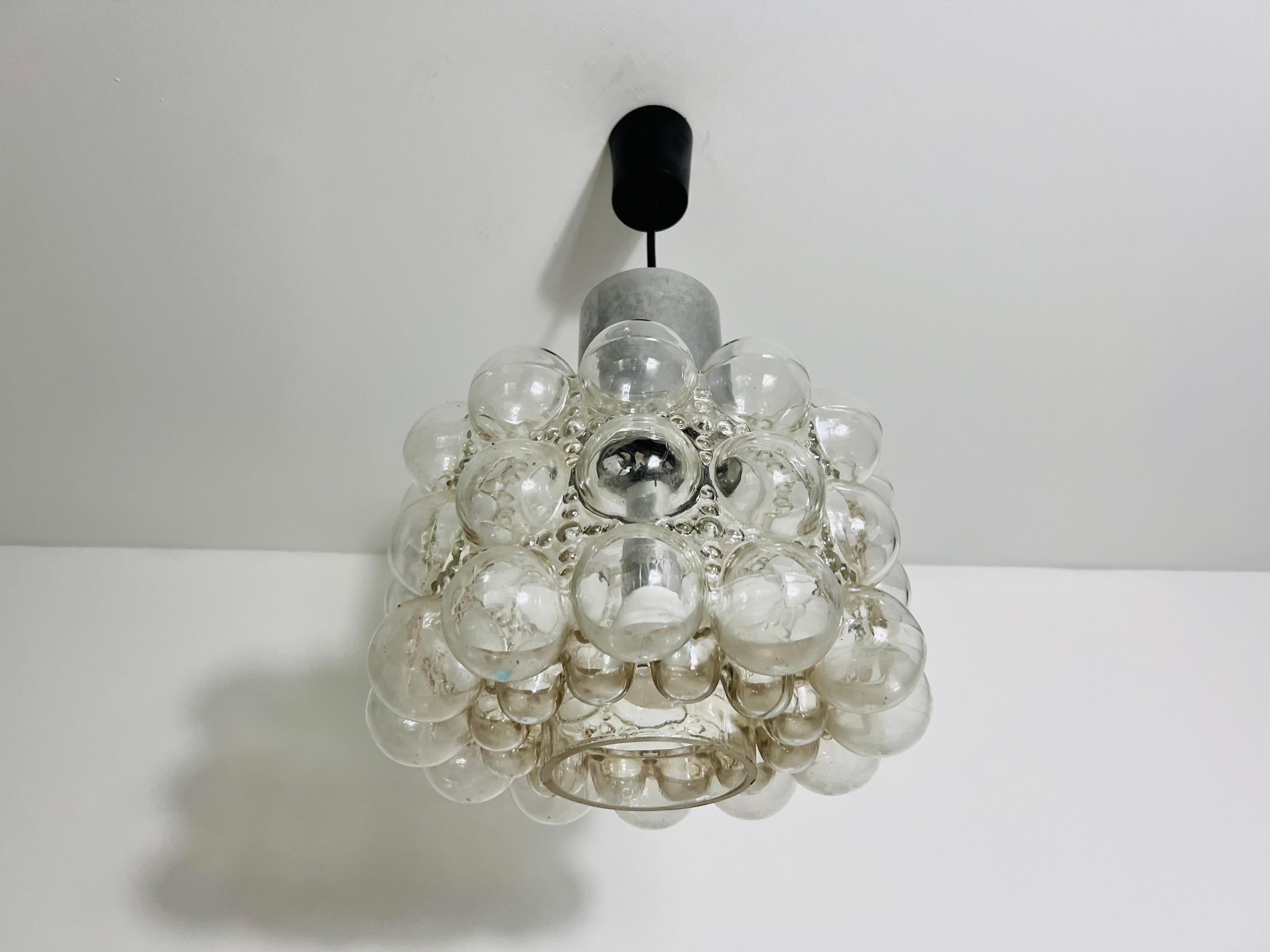 Mid-Century Modern Bubble Glass Pendant Lamp by Helena Tynell for Glashütte Limburg, 1960s For Sale