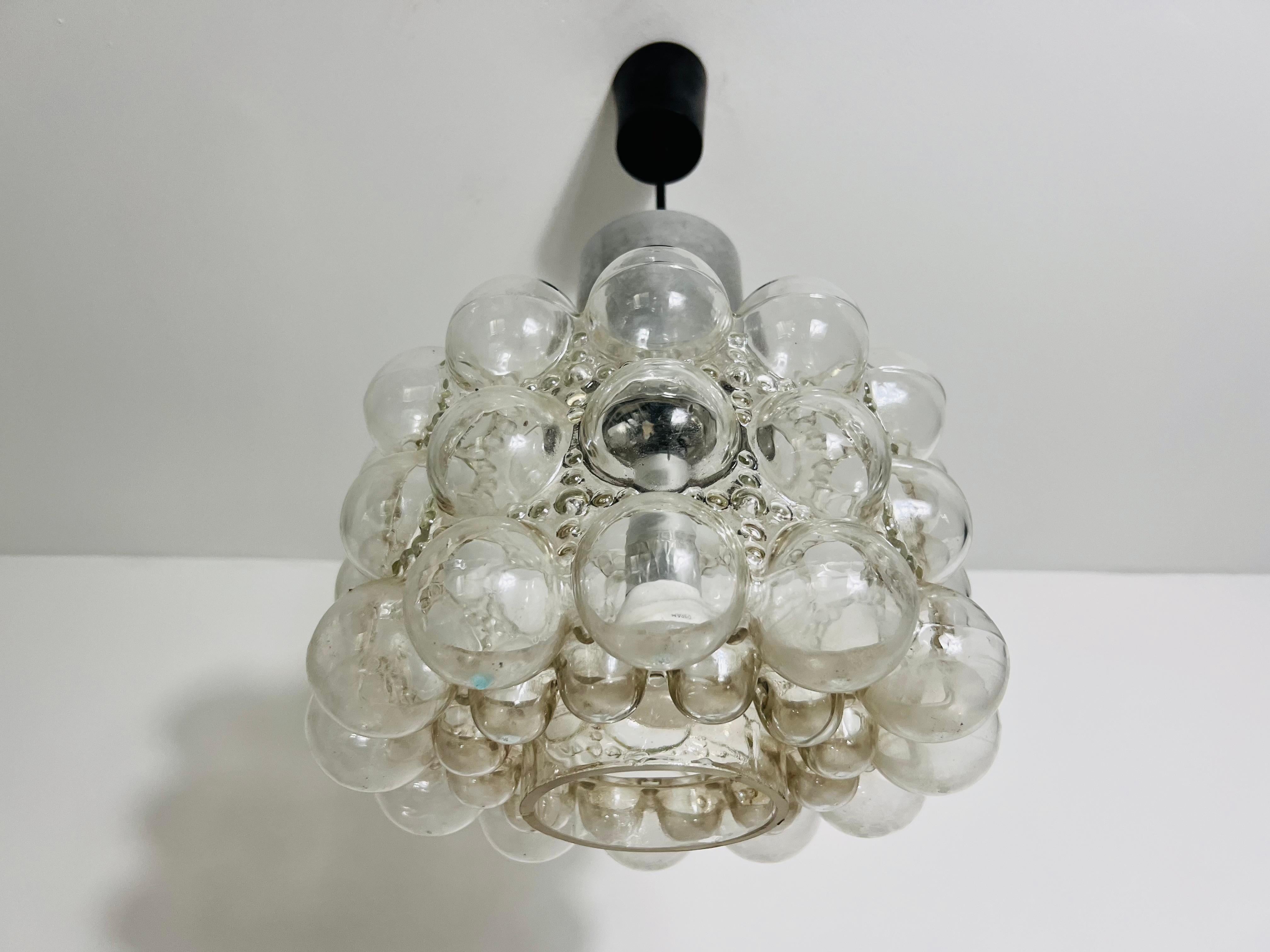 German Bubble Glass Pendant Lamp by Helena Tynell for Glashütte Limburg, 1960s For Sale
