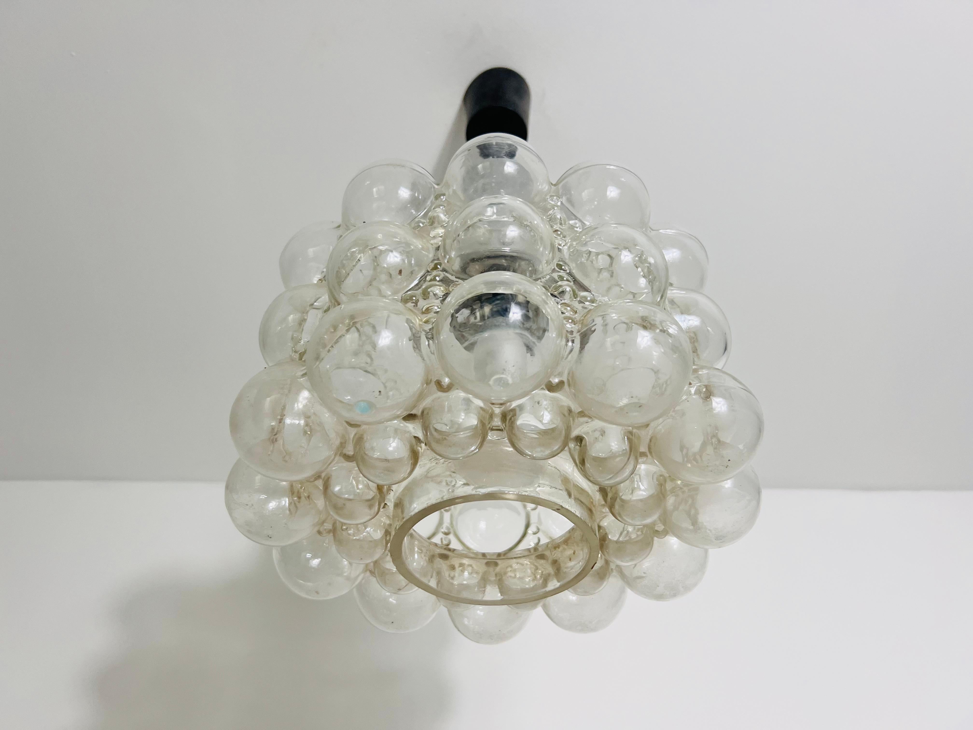 Bubble Glass Pendant Lamp by Helena Tynell for Glashütte Limburg, 1960s In Good Condition For Sale In Hagenbach, DE