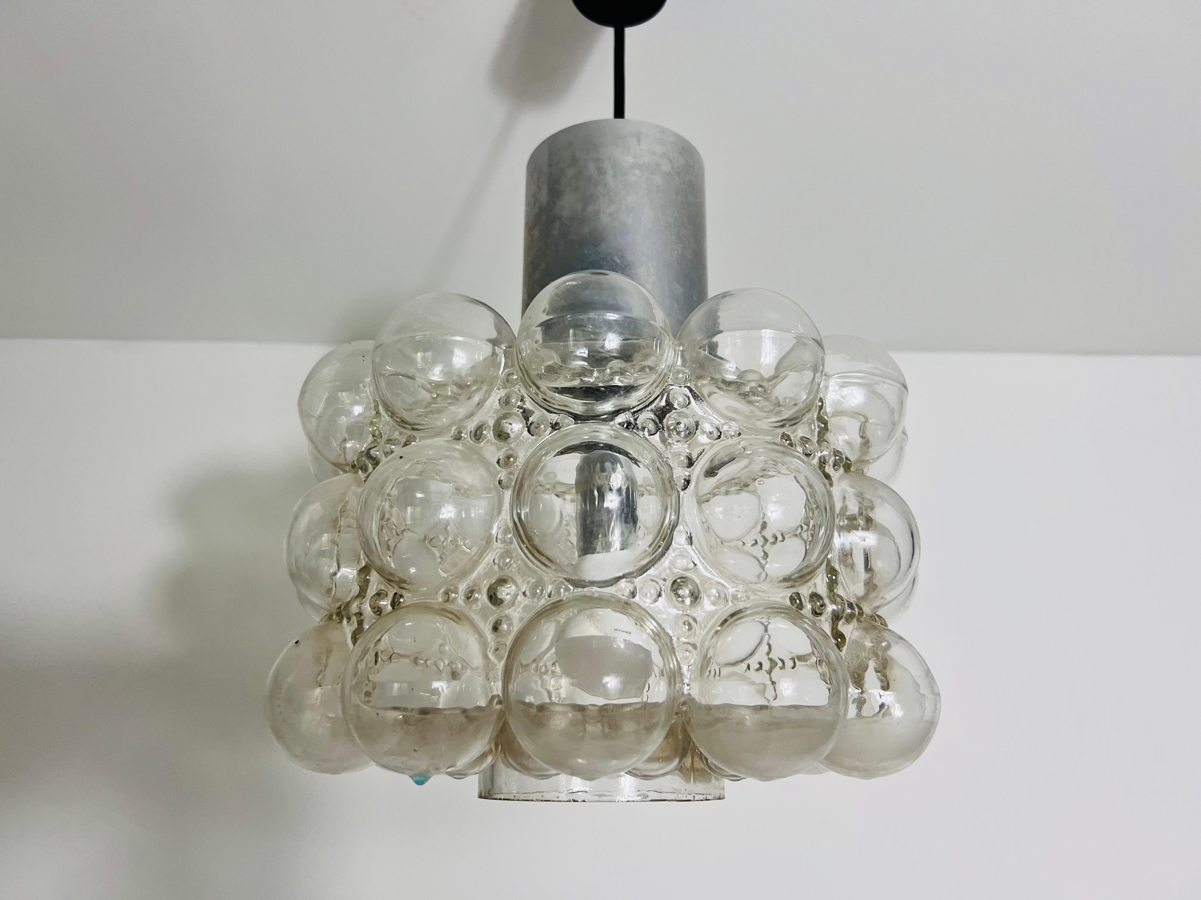 Mid-20th Century Bubble Glass Pendant Lamp by Helena Tynell for Glashütte Limburg, 1960s For Sale