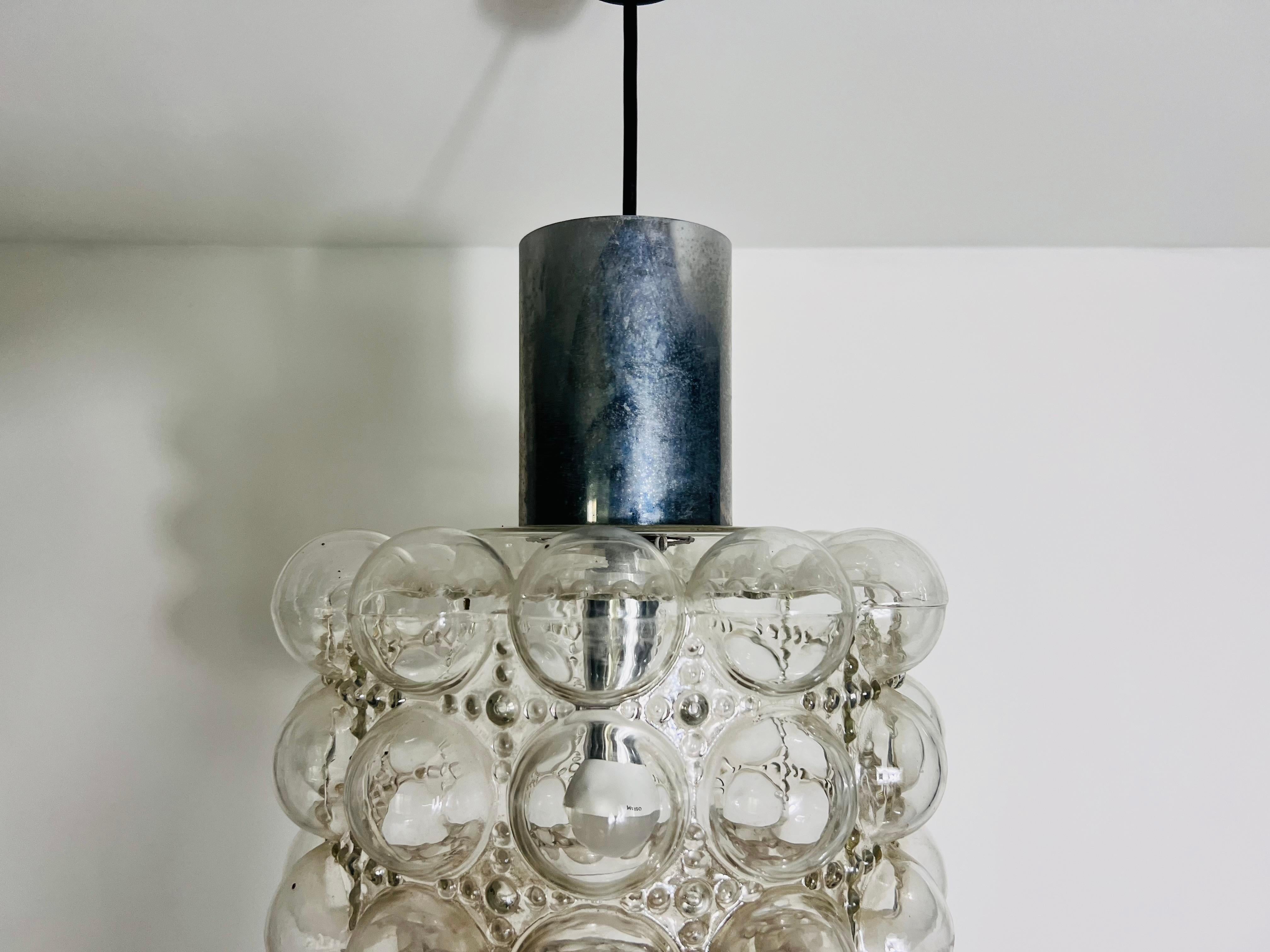 Brass Bubble Glass Pendant Lamp by Helena Tynell for Glashütte Limburg, 1960s For Sale