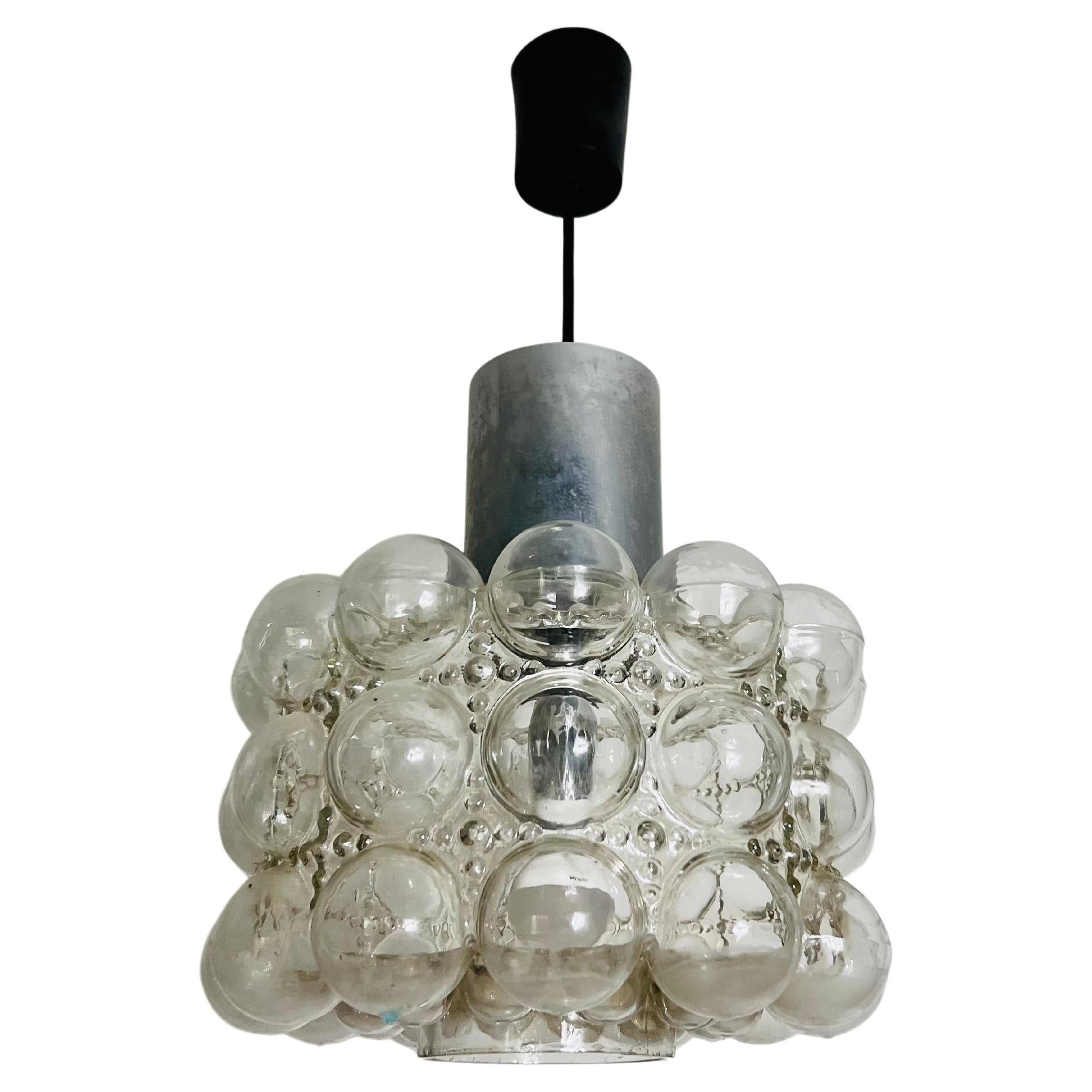 Lampe suspendue en verre bullé par Helena Tynell pour Glashütte Limburg, années 1960