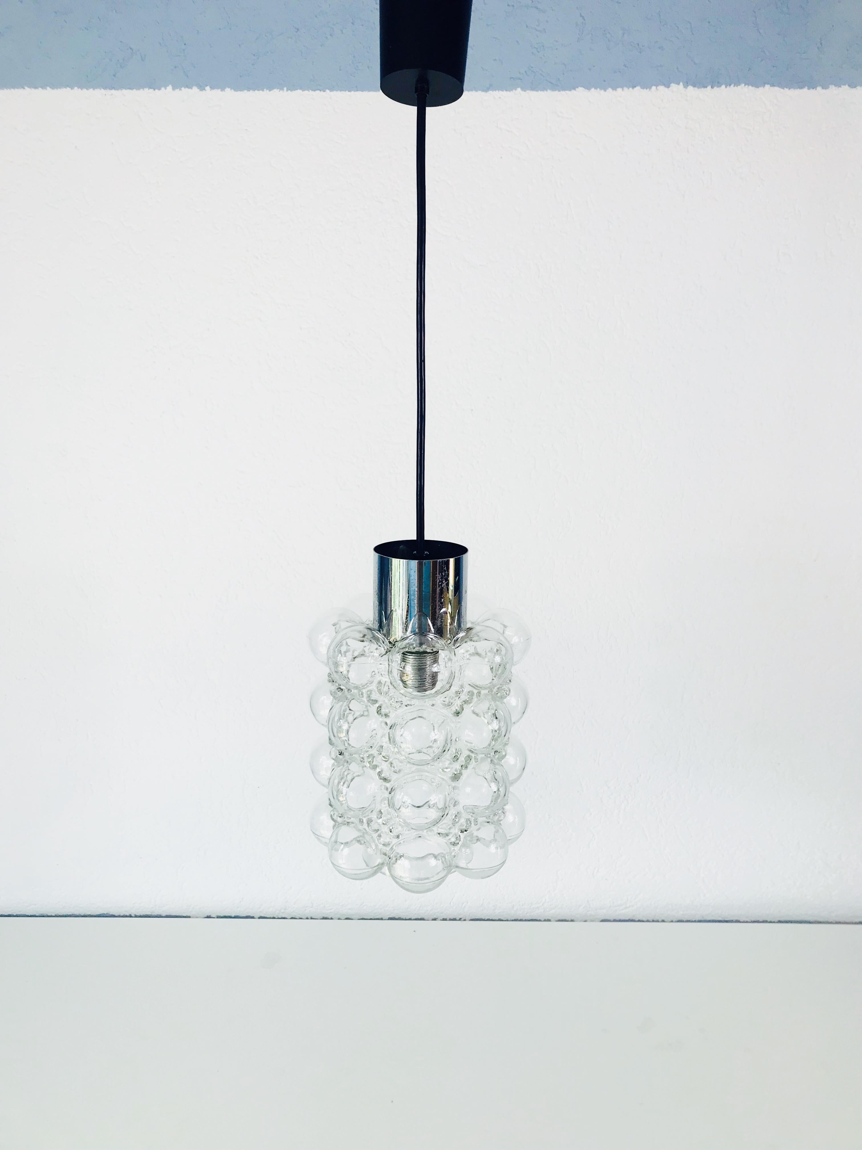 Mid-Century Modern Bubble Glass Pendant Lamp by Helena Tynell for Glashütte Limburg, circa 1960s