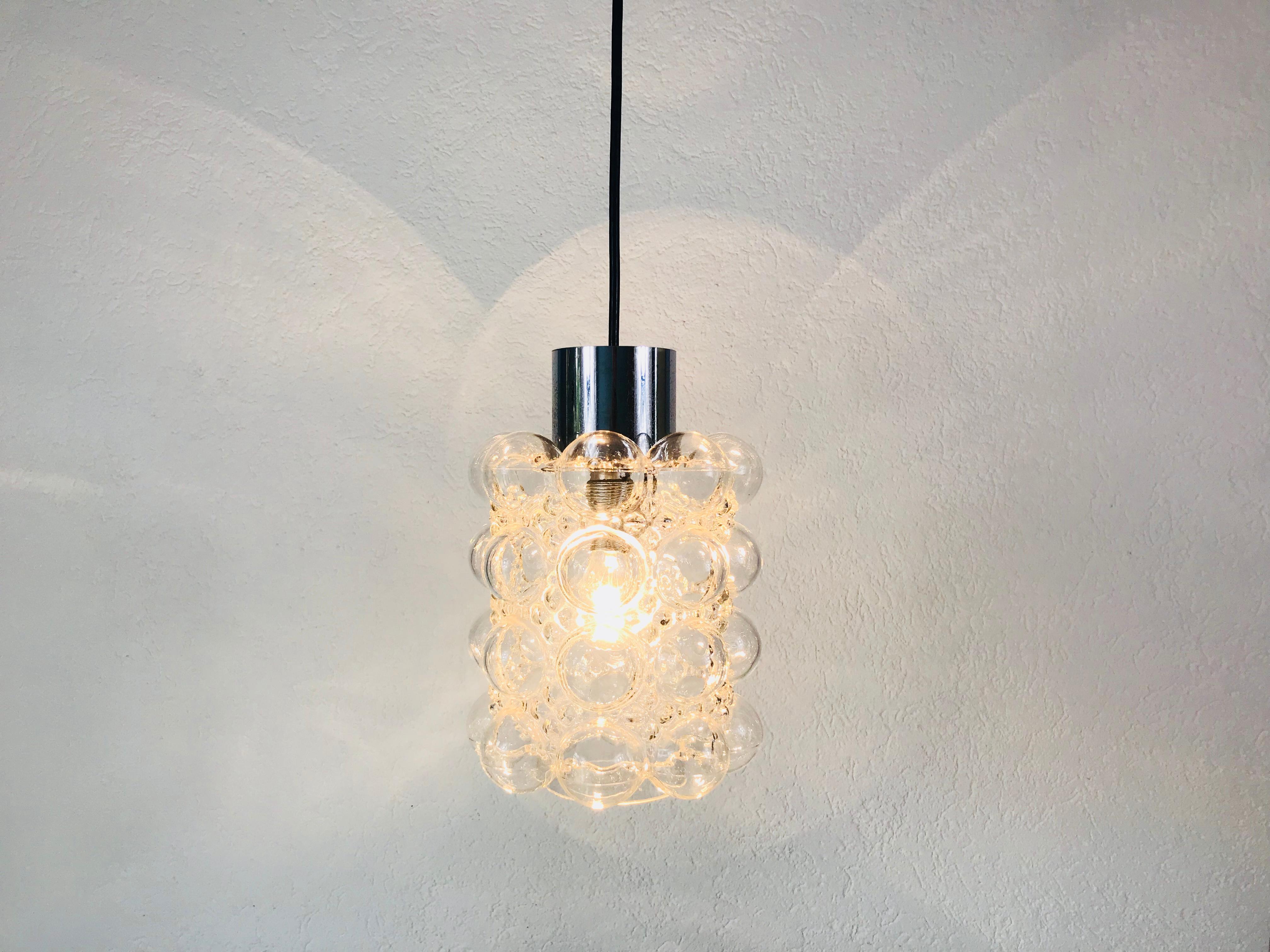 German Bubble Glass Pendant Lamp by Helena Tynell for Glashütte Limburg, circa 1960s