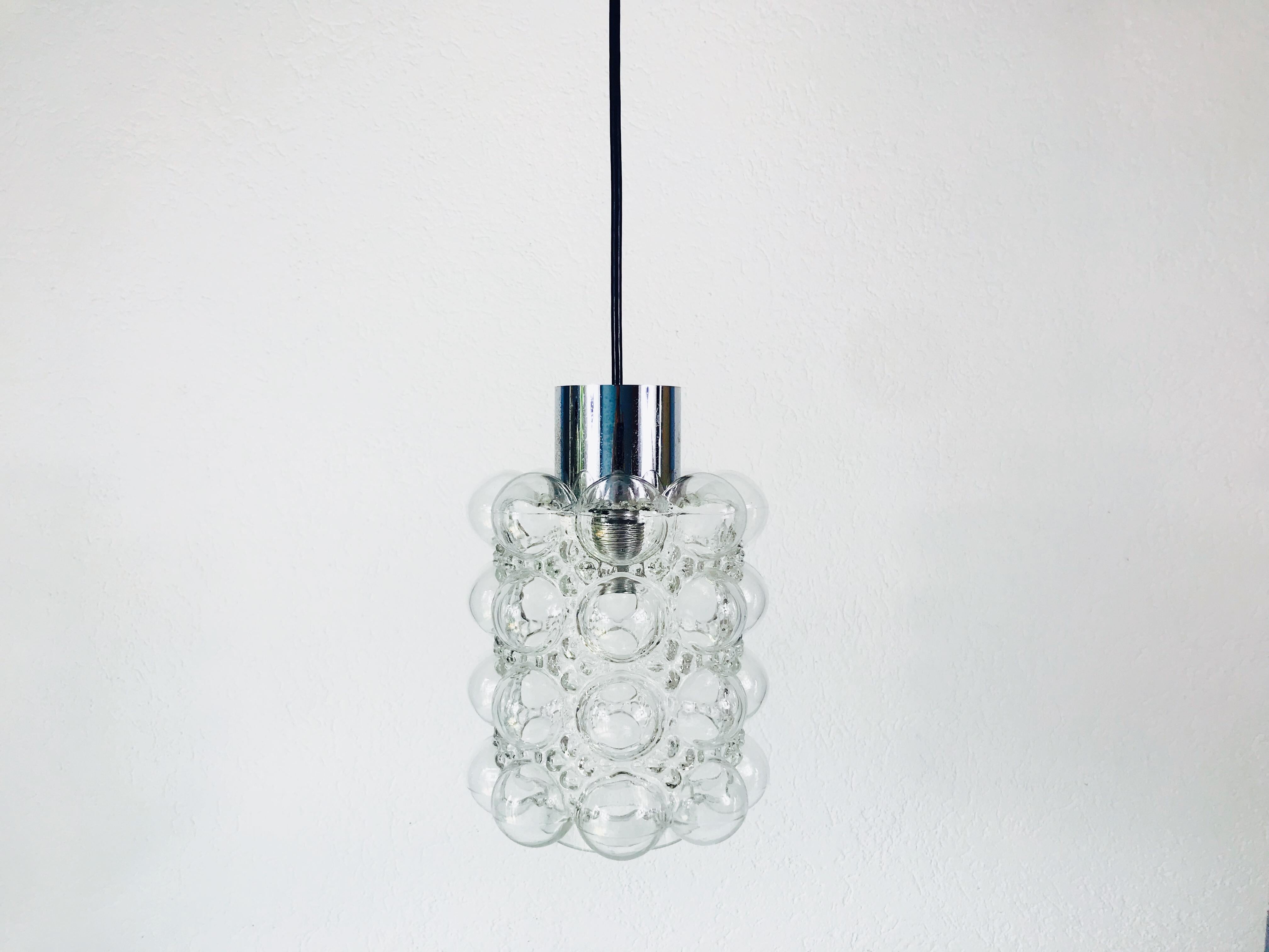 Bubble Glass Pendant Lamp by Helena Tynell for Glashütte Limburg, circa 1960s In Good Condition In Hagenbach, DE