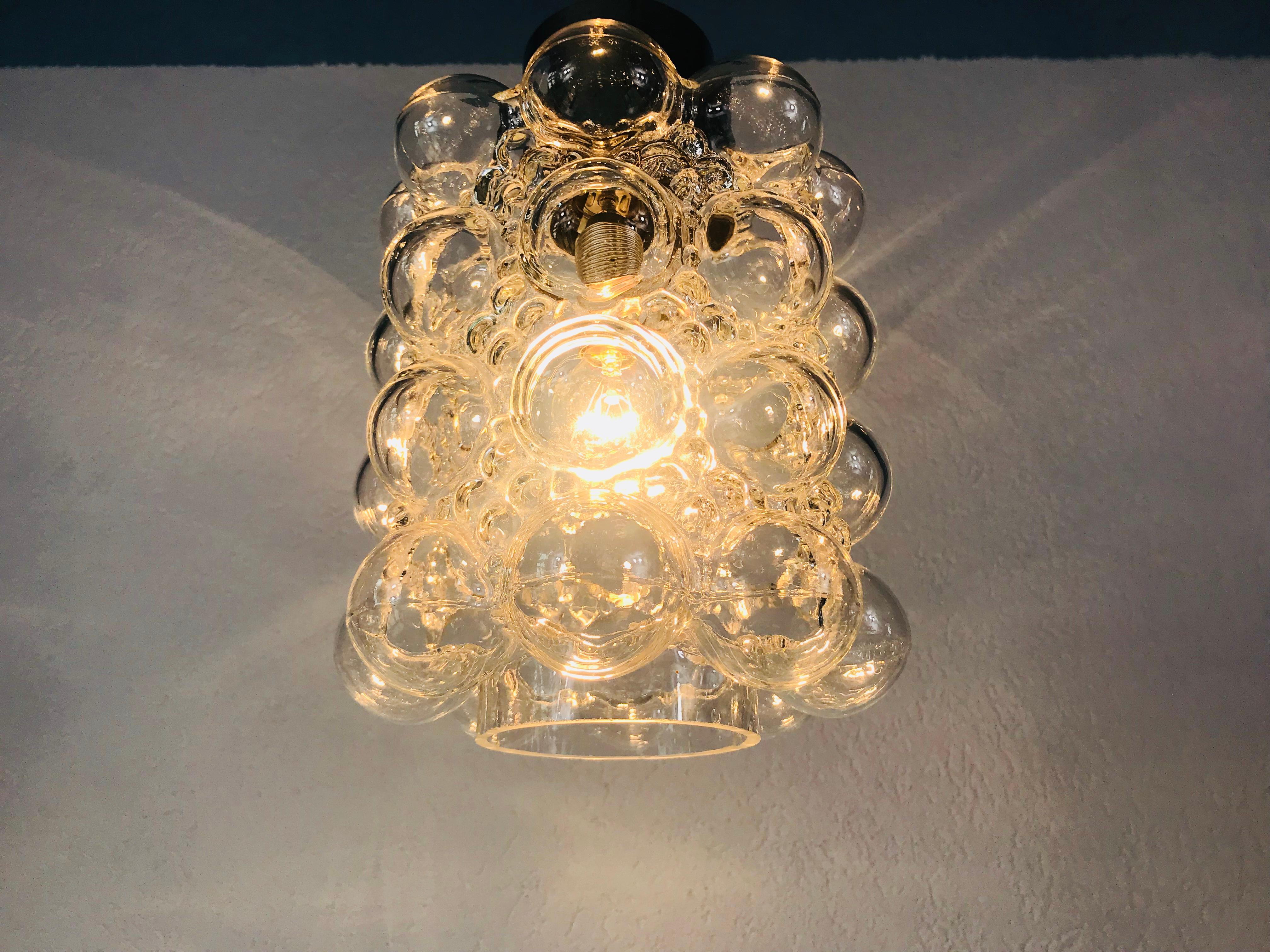 Brass Bubble Glass Pendant Lamp by Helena Tynell for Glashütte Limburg, circa 1960s