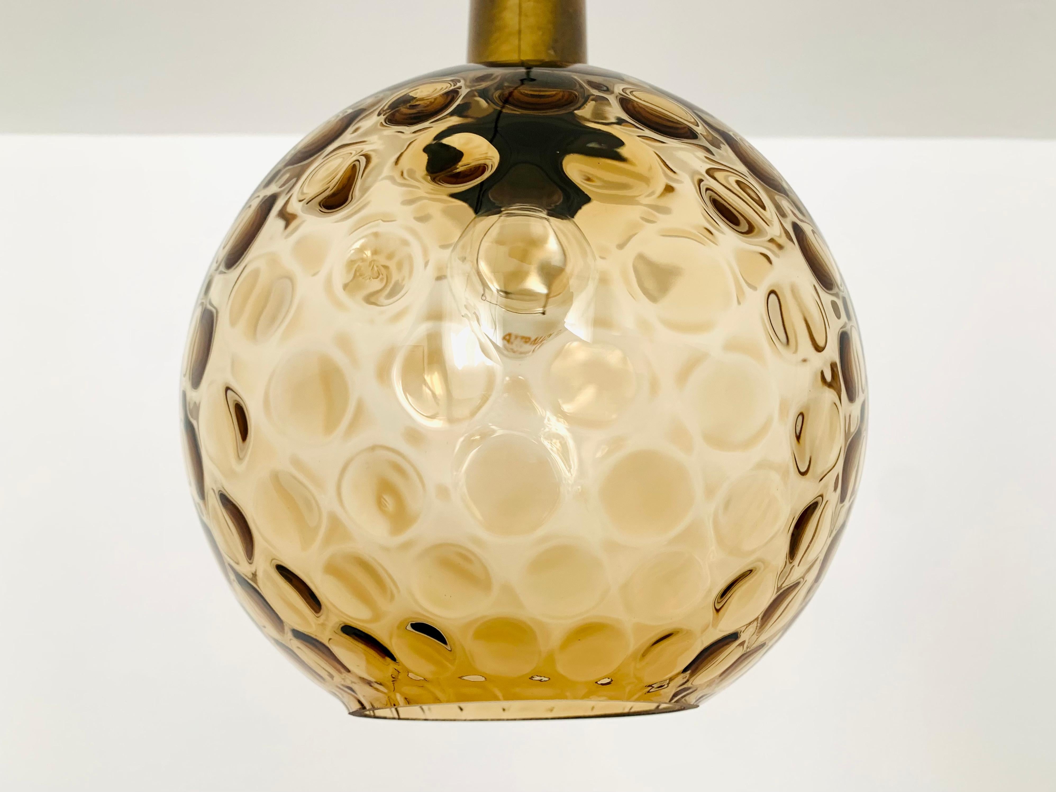 Milieu du XXe siècle Lampe pendante en verre à bulles en vente