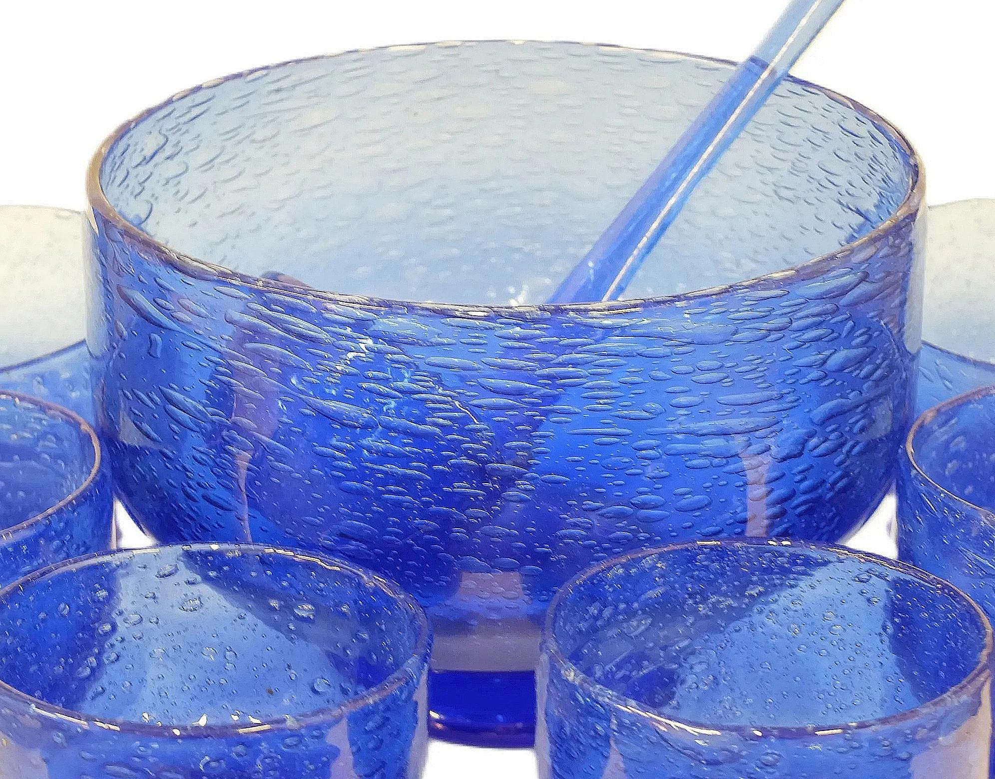 Mid-Century Modern Bubble glass punch service attributed to Biot circa 1960/1970 For Sale