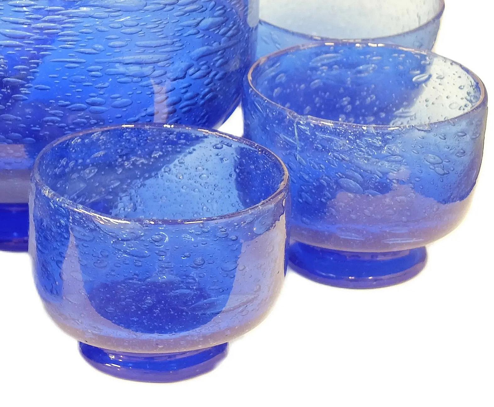 Glass Bubble glass punch service attributed to Biot circa 1960/1970 For Sale