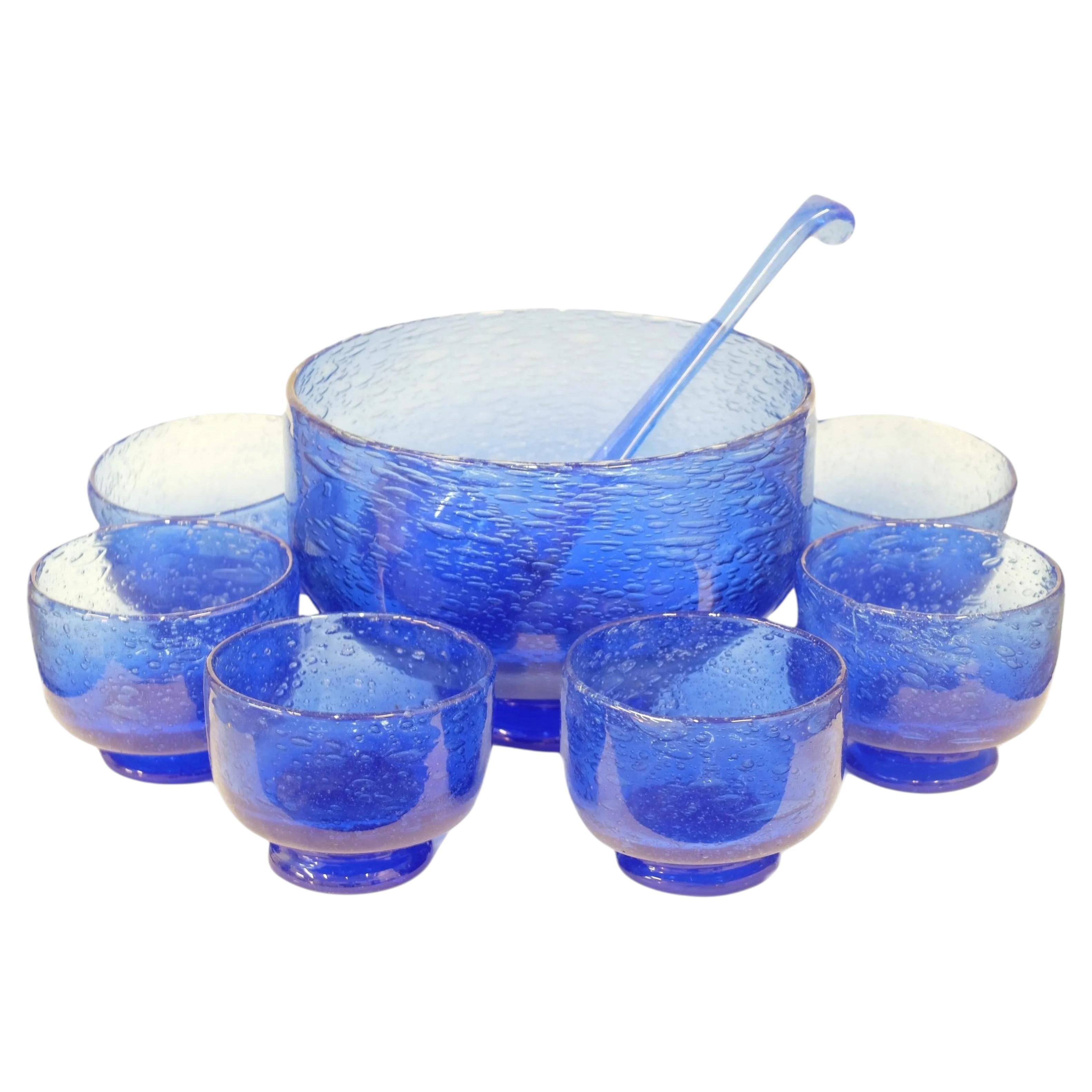 Bubble glass punch service attributed to Biot circa 1960/1970 For Sale