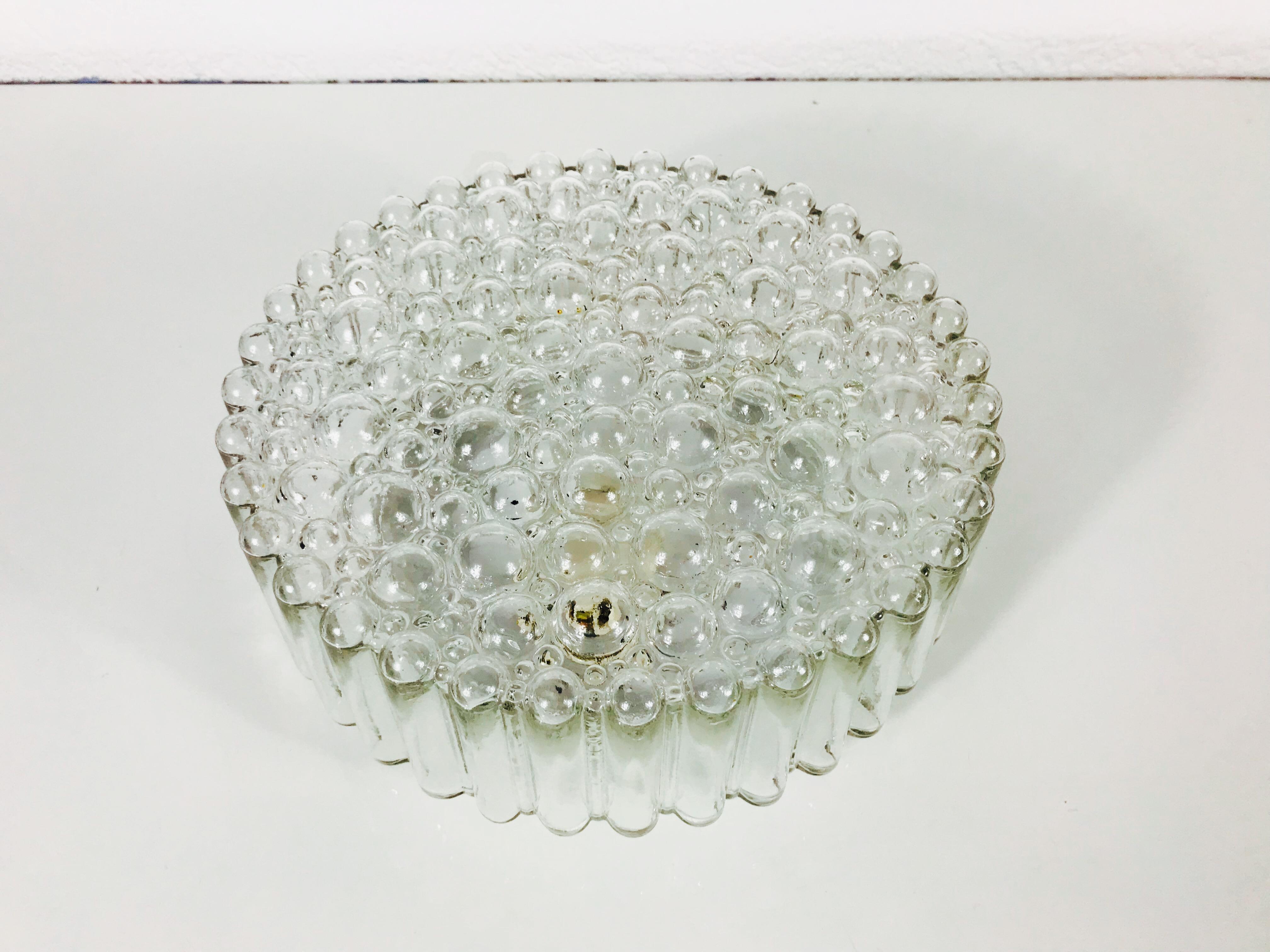 Bubble Glass Round Flush Mount by Glashütte Limburg, 1960s, Germany 4