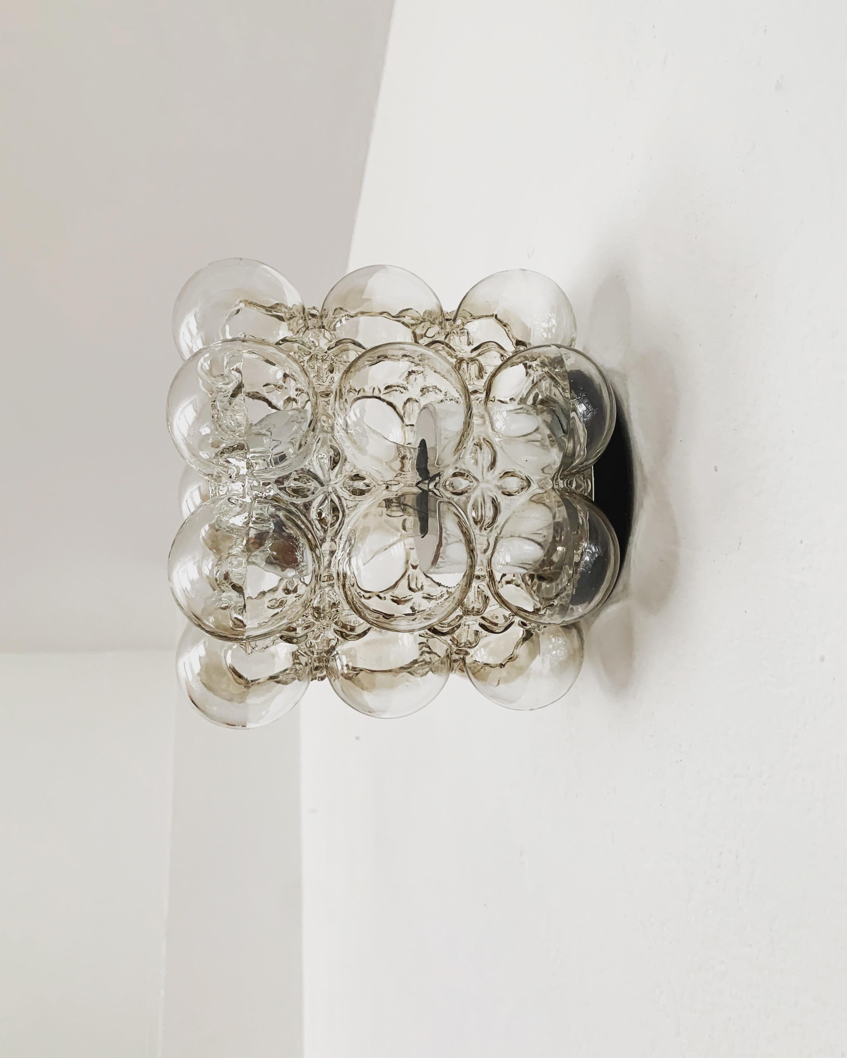 Mid-Century Modern Bubble Glass Wall Lamp or Flush Light by Helena Tynell for Glashütte Limburg For Sale