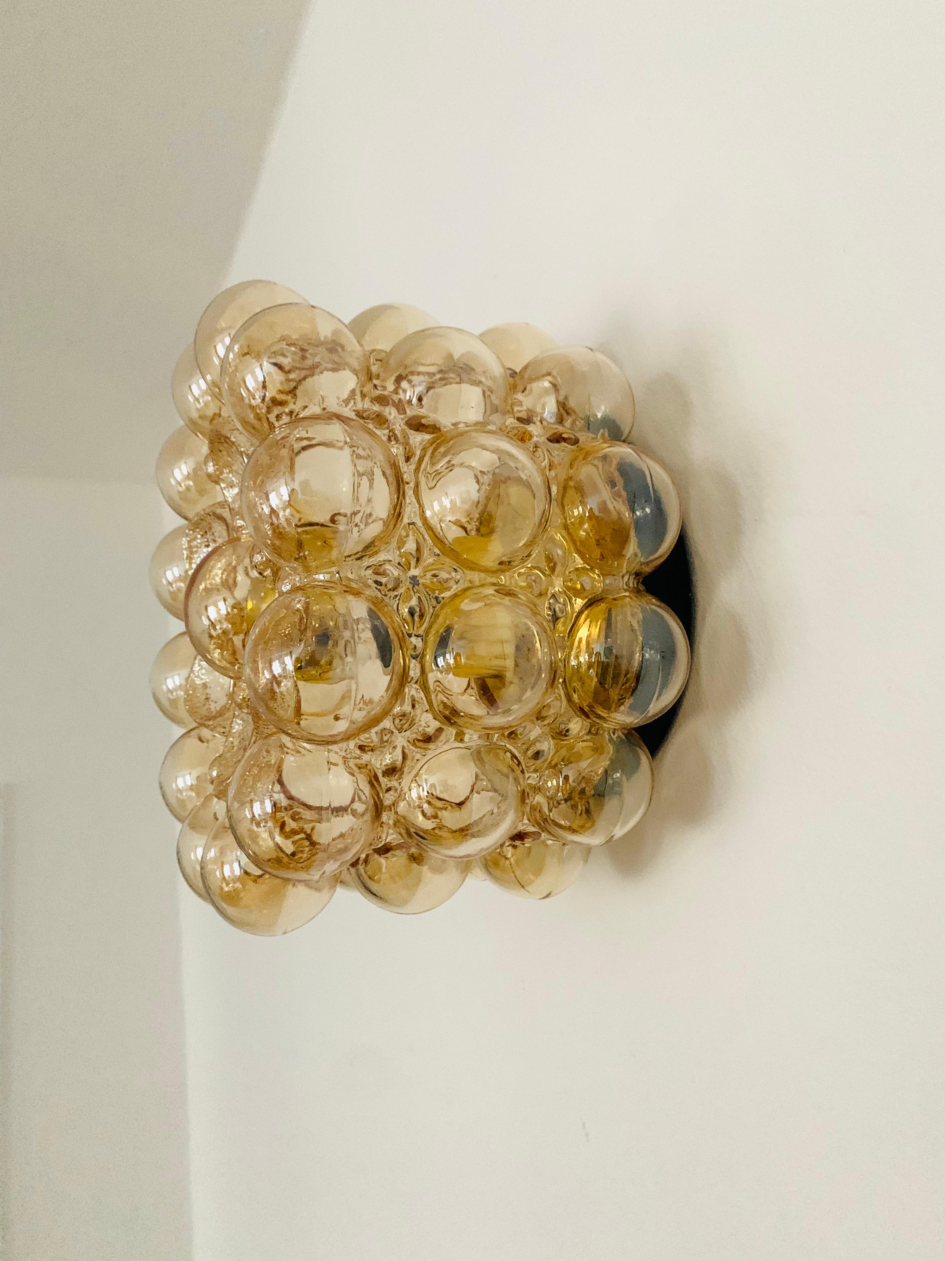 German Bubble Glass Wall Lamp or Flush Light by Helena Tynell for Glashütte Limburg For Sale