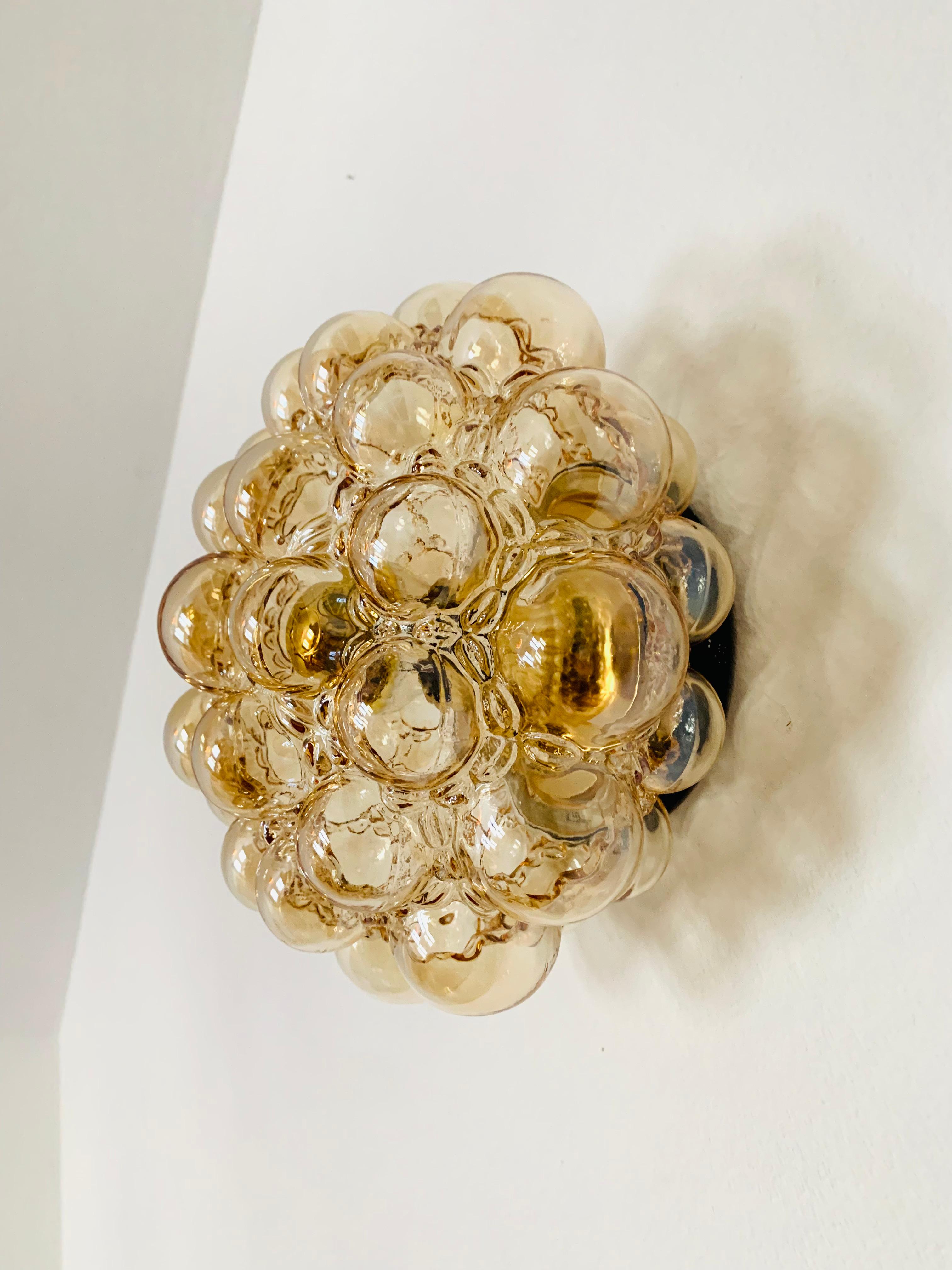 Bubble Glass Wall Lamp or Flush Light by Helena Tynell for Glashütte Limburg In Good Condition For Sale In München, DE