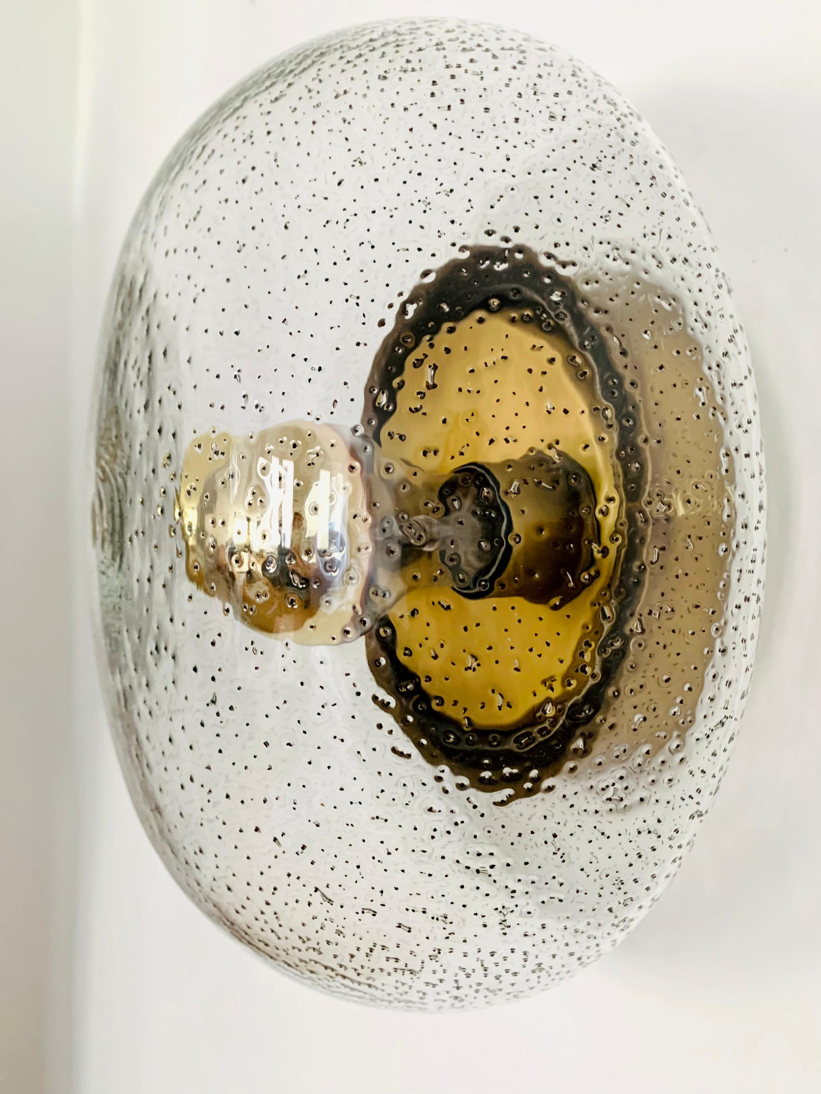 Mid-20th Century Bubble Glass Wall Lamp or Flush Light For Sale