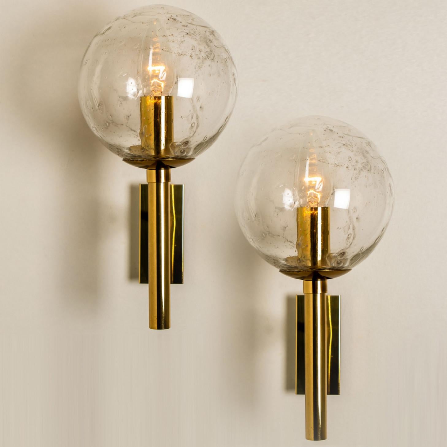 German Bubble Glass Wall Lights or Wall Sconces by Doria Leuchten, 1960s For Sale