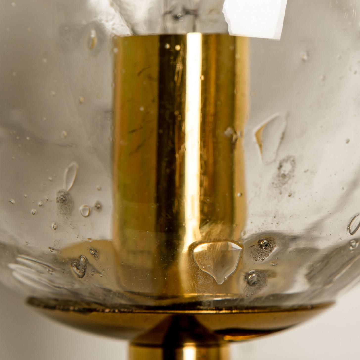 Brass Bubble Glass Wall Lights or Wall Sconces by Doria Leuchten, 1960s For Sale