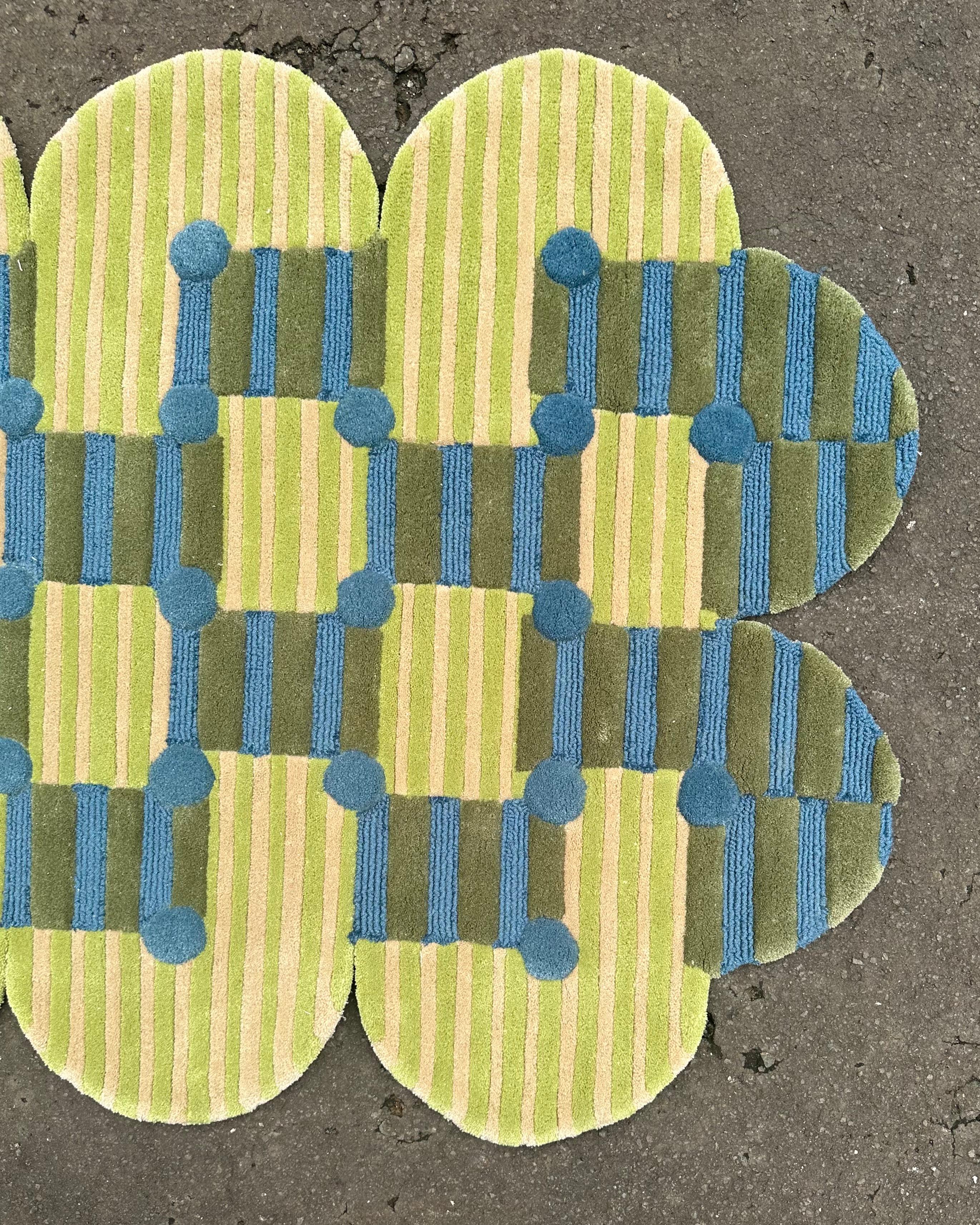 Indonesian Bubble Grid the Geometry Rug by RAG HOME For Sale