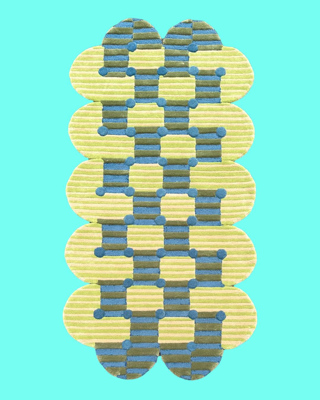Hand-Crafted Bubble Grid the Geometry Rug by RAG HOME For Sale