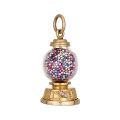 Bubble Gum Charm 14k Yellow Gold Estate Fine Jewelry Vintage Pendant