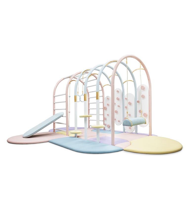 Bubble Gum Kids Gym with Gold-Plated  by Circu Magical Furniture

The Bubble Gum gym is going to bring magic and playfulness to your kid's playroom!
Inspired by the traditional outdoor playgrounds the Bubble Gum Gym is the product you need to bring