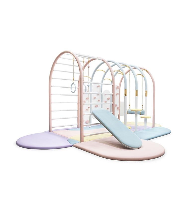 Modern Bubble Gum Kids Gym with Gold-Plated  by Circu Magical Furniture For Sale