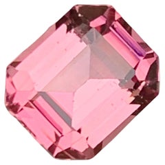 Anello di tormalina naturale Bubble Gum Pink Gemstone 2.10 Ct Taglio smeraldo ottagonale