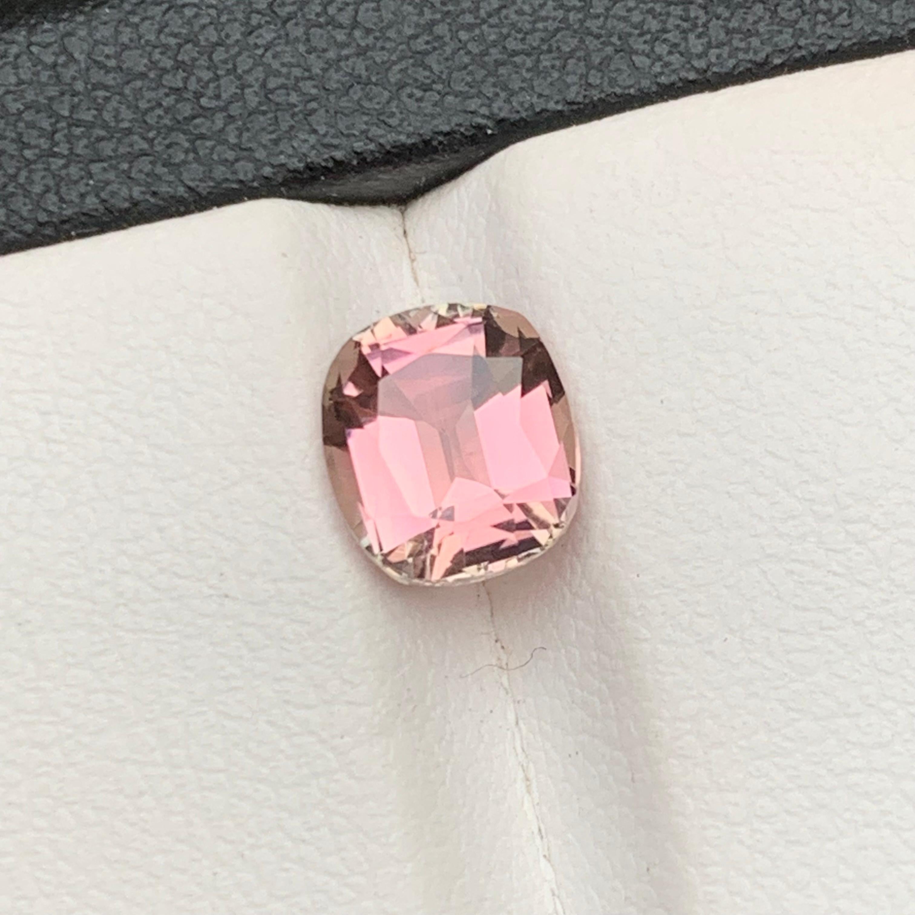 Women's or Men's Bubble Gum Pink Natural Tourmaline Ring Loose Gemstone 1.95 Ct Cushion Cut-Jewel For Sale
