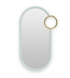 Bubble Gum Small Mirror in Velvet and LED Light by Circu Magical Furniture