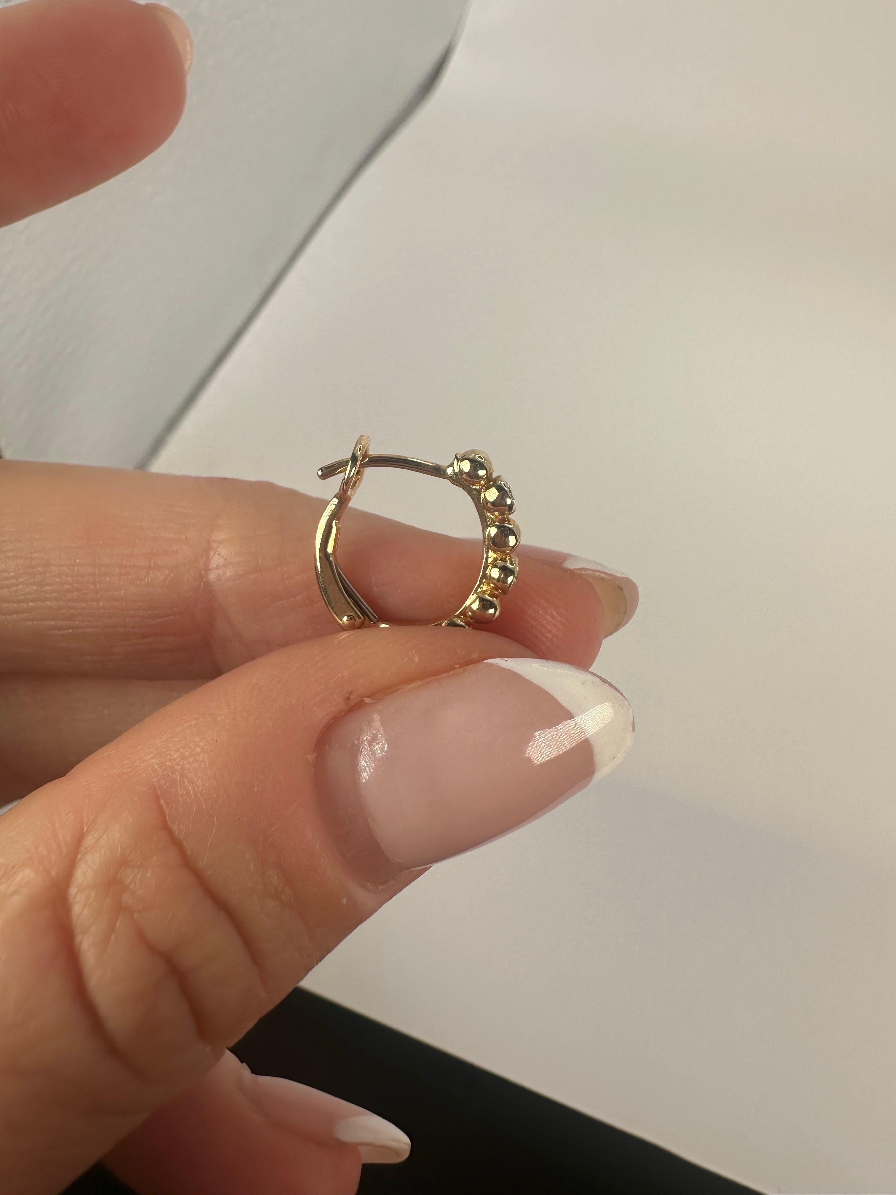 Bubble Hoop diamond earrings 14KT gold For Sale 5
