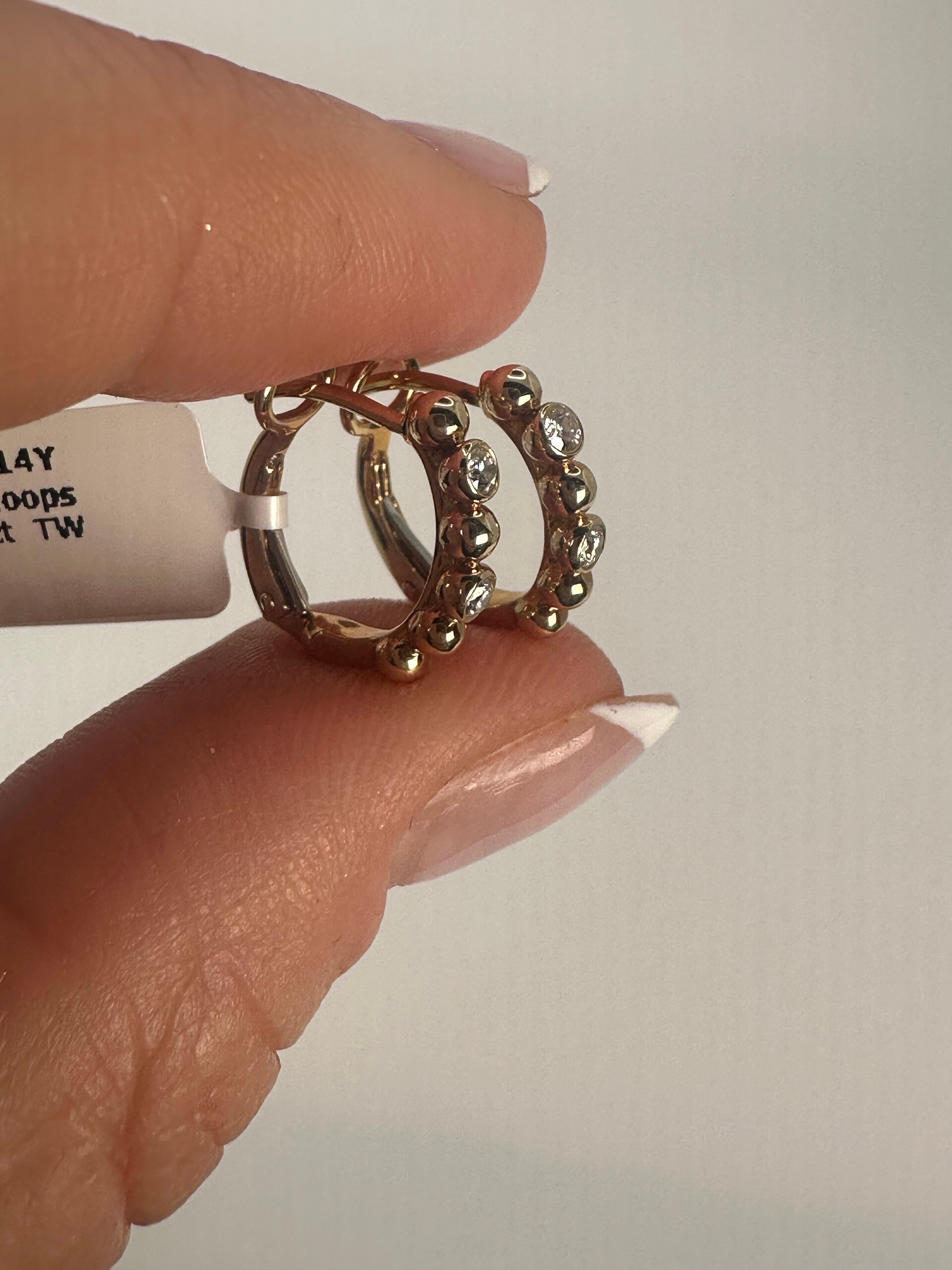 Bubble Hoop diamond earrings 14KT gold For Sale 7