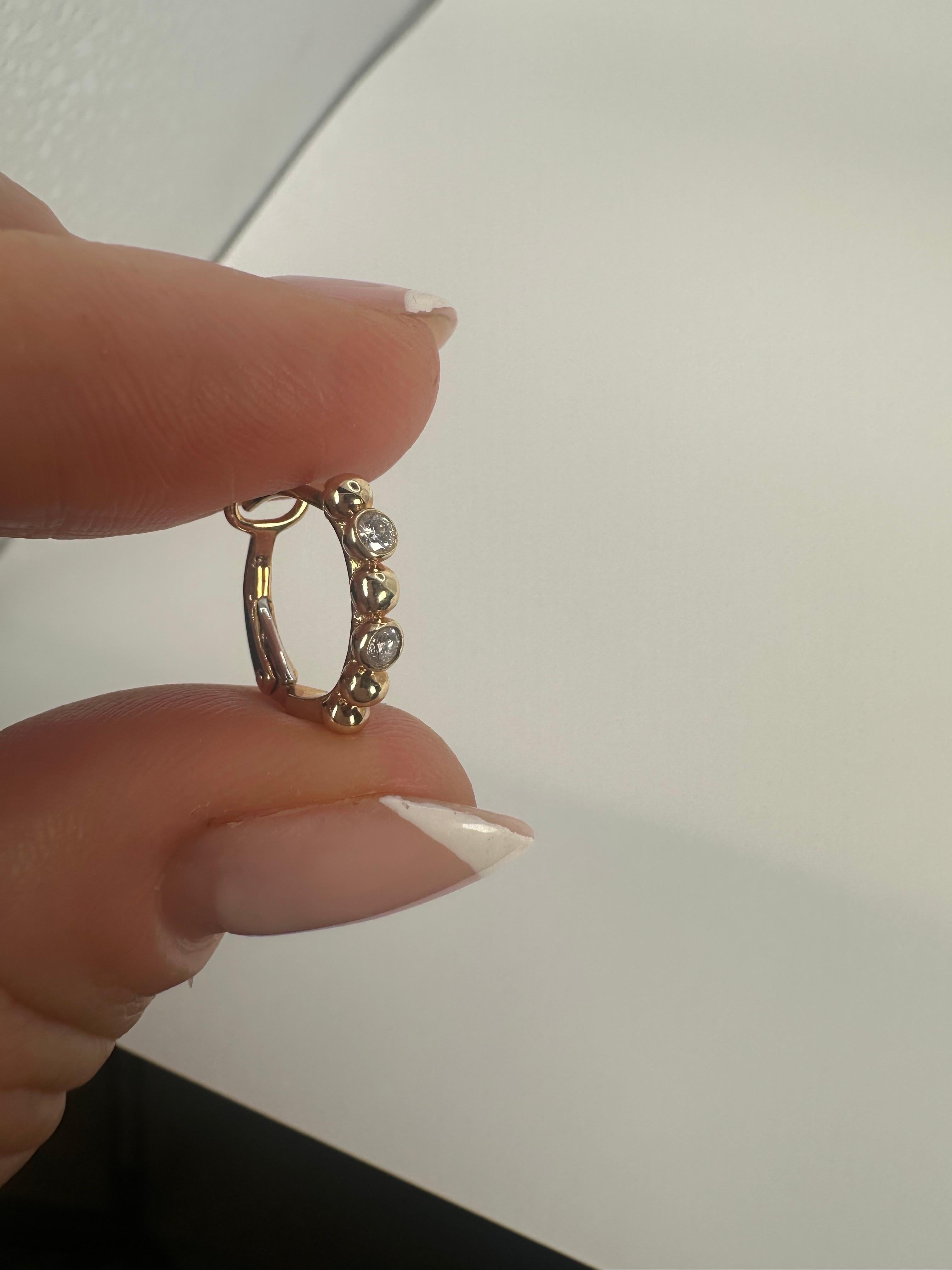 Bubble Hoop diamond earrings 14KT gold For Sale 8